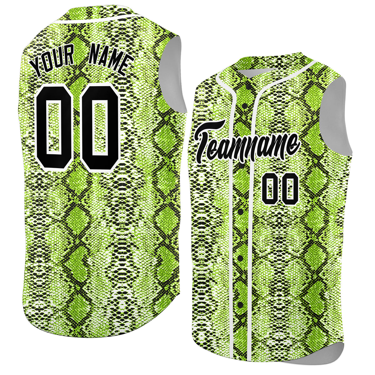 Custom White Snakeskin Pattern Authentic Sleeveless Baseball Jersey