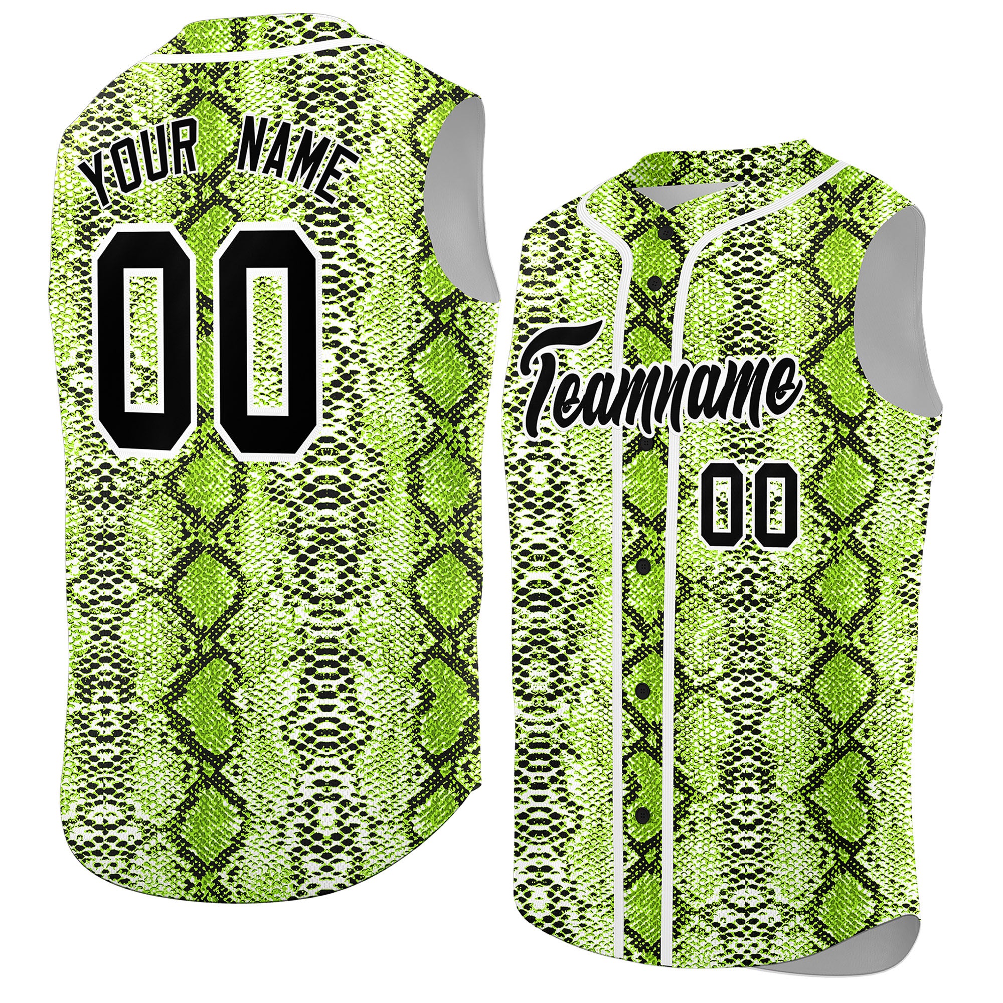 Custom White Snakeskin Pattern Authentic Sleeveless Baseball Jersey