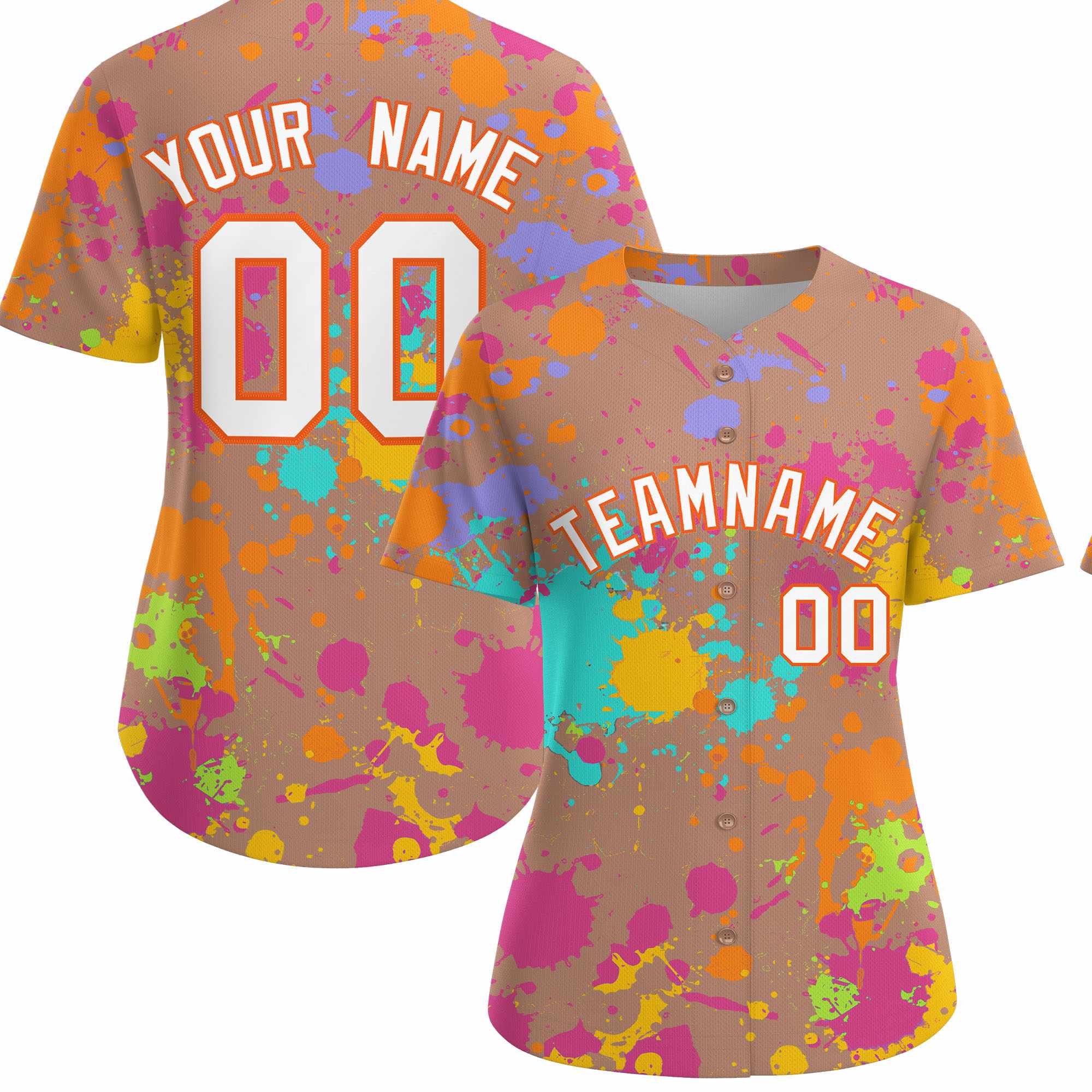 Custom Khaki Graffiti Fashion Baseball Jersey For Women