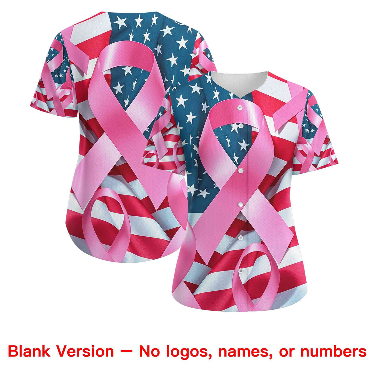Custom White Pink Breast Cancer Awareness Month Pink Ribbon Authentic Baseball Jersey for Women