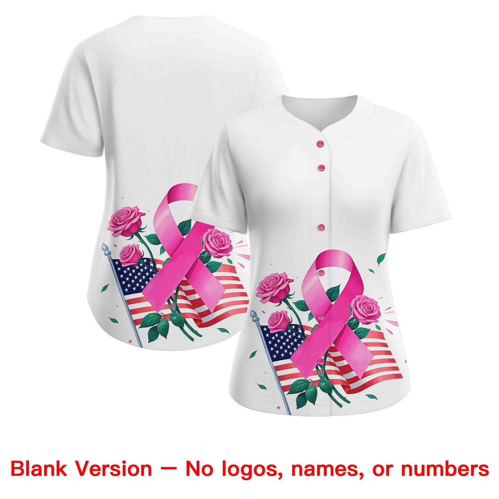 Custom White Pink Breast Cancer Awareness Month Pink Ribbon Authentic Baseball Jersey for Women