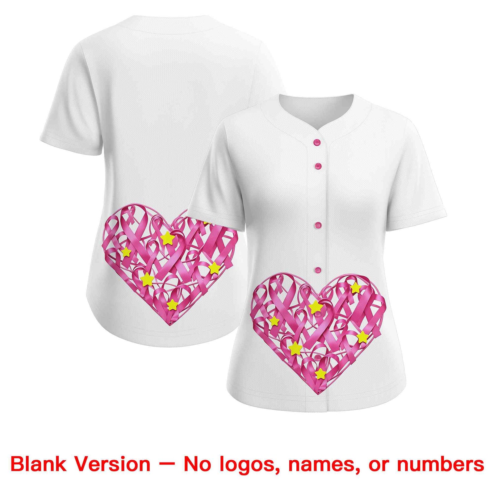 Custom White Pink Breast Cancer Awareness Month Pink Ribbon Authentic Baseball Jersey for Women