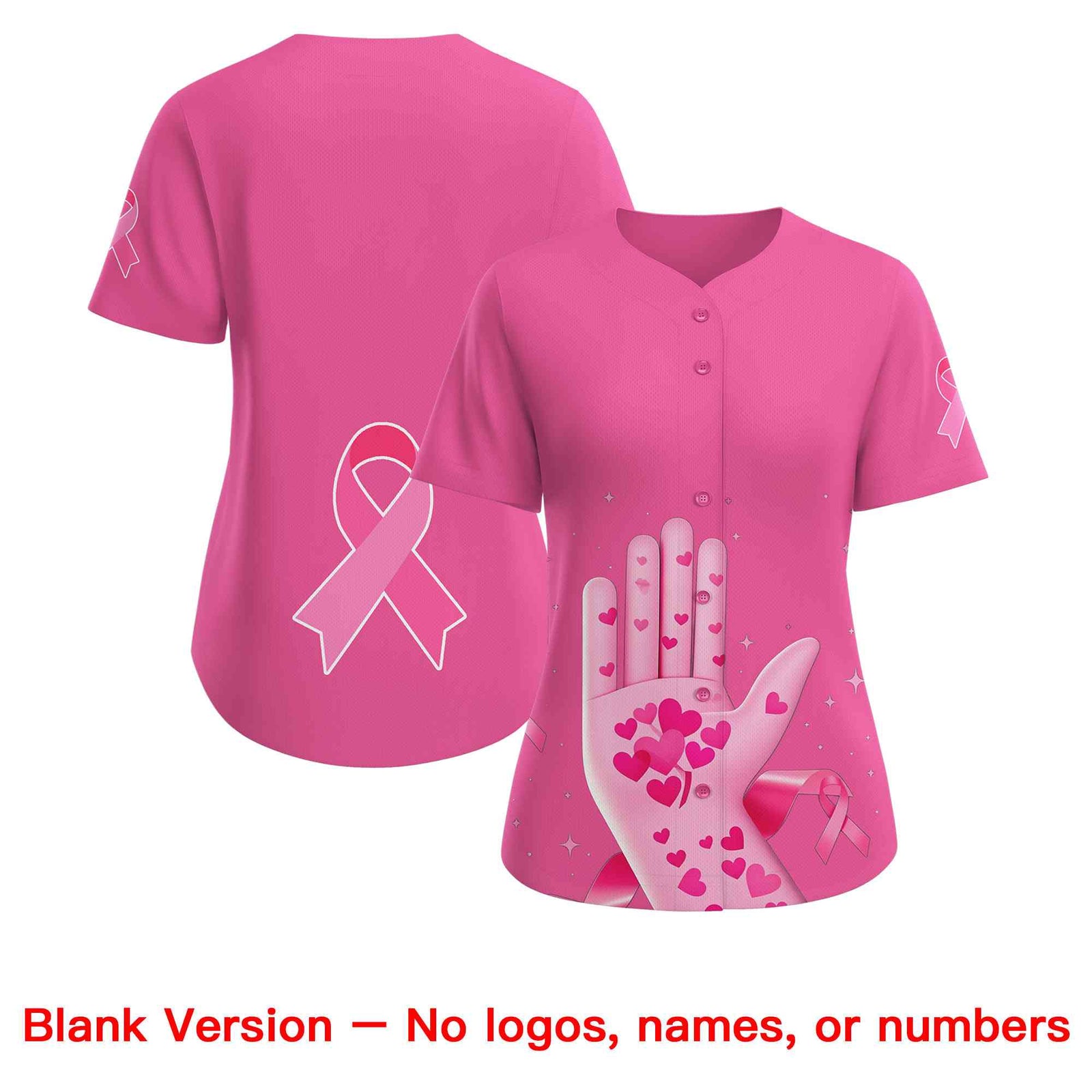 Custom Pink White Breast Cancer Awareness Month Pink Ribbon Authentic Baseball Jersey for Women