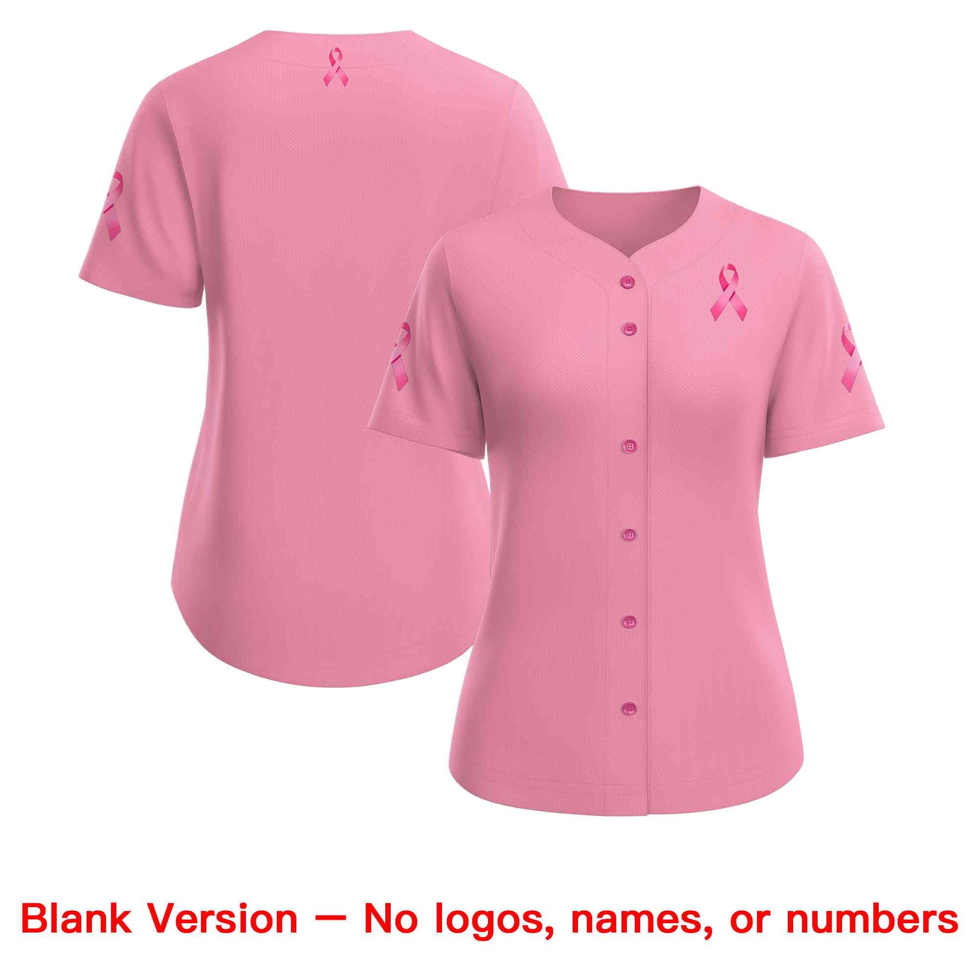 Custom Light Pink Pink Breast Cancer Awareness Month Pink Ribbon Authentic Baseball Jersey for Women