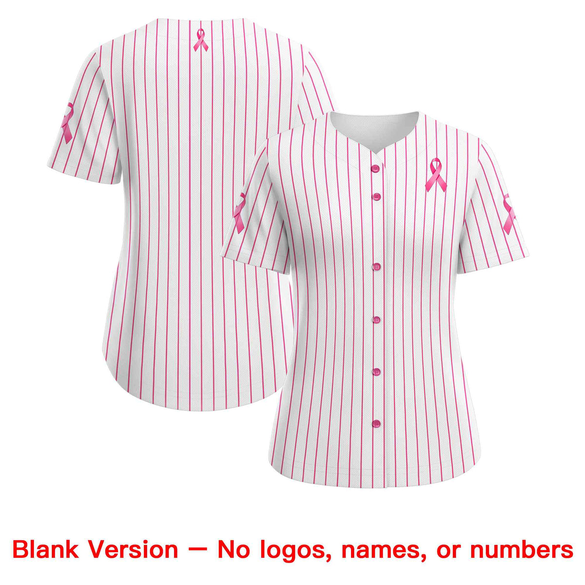 Custom White Pink Breast Cancer Awareness Month Pink Ribbon Authentic Baseball Jersey for Women