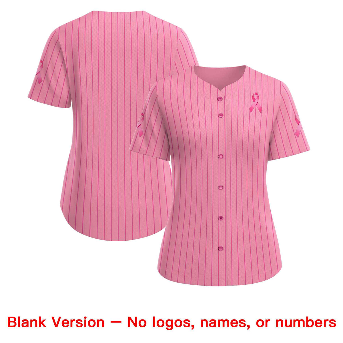 Custom Light Pink Pink Breast Cancer Awareness Month Pink Ribbon Authentic Baseball Jersey for Women