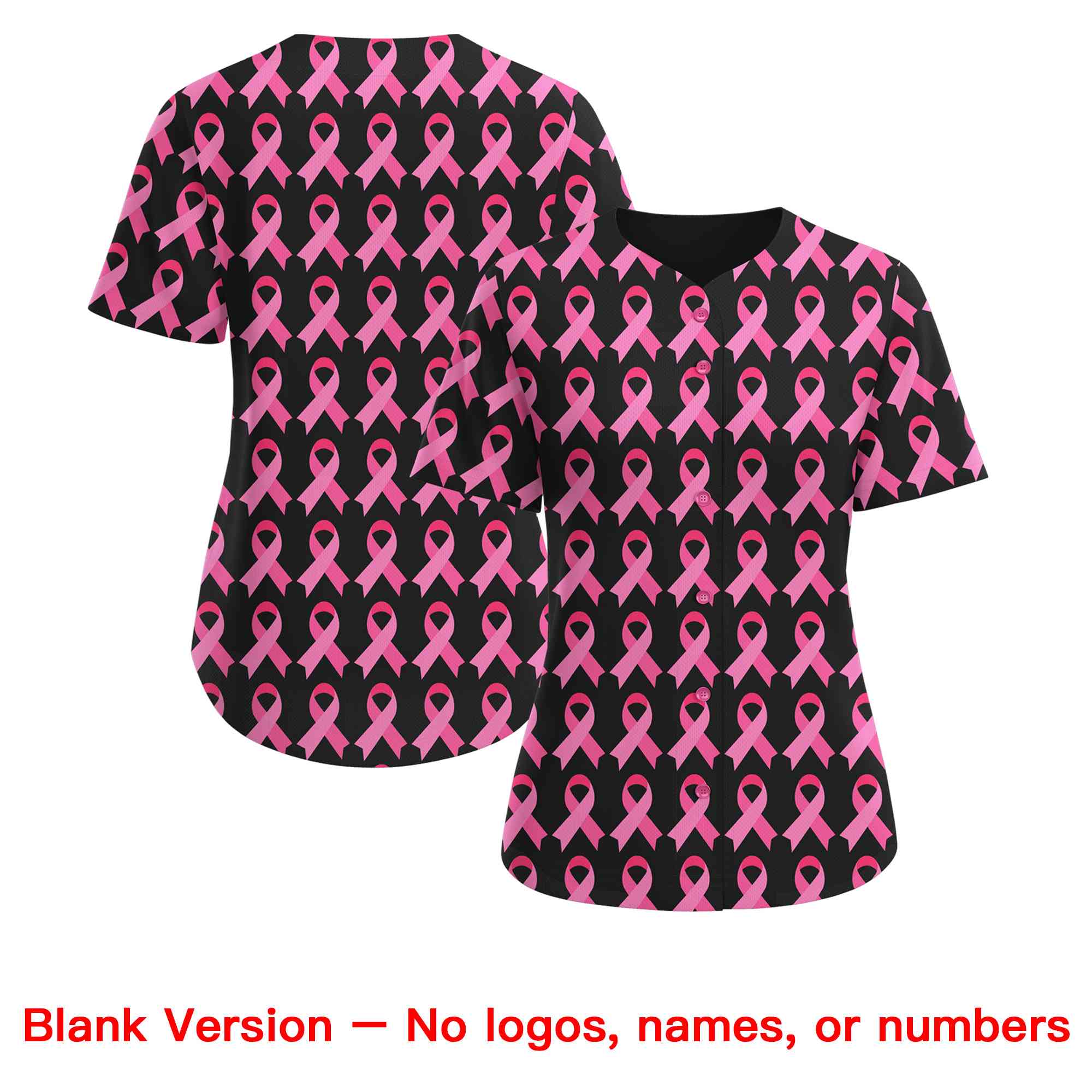 Custom Black Pink Breast Cancer Awareness Month Pink Ribbon Authentic Baseball Jersey for Women