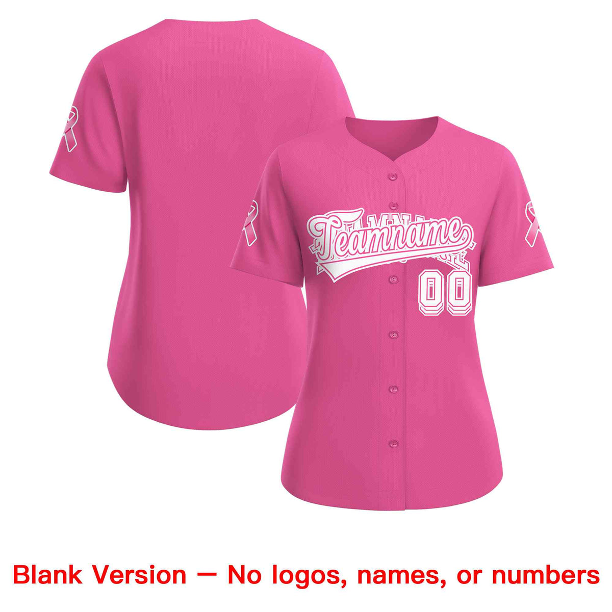 Custom Pink White Breast Cancer Awareness Month Pink Ribbon Authentic Baseball Jersey for Women