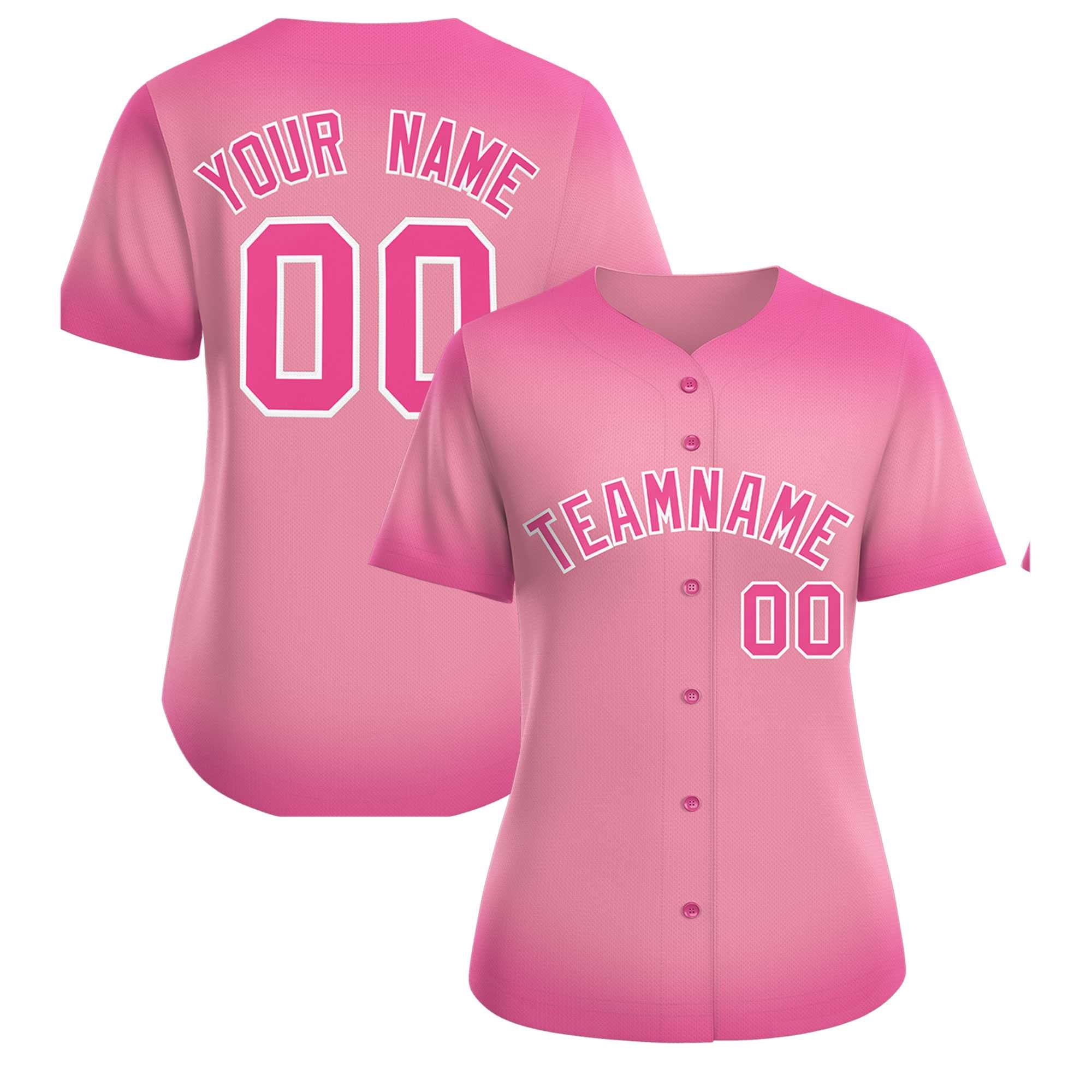 Custom Light Pink Pink Breast Cancer Awareness Month Pink Ribbon Authentic Baseball Jersey for Women