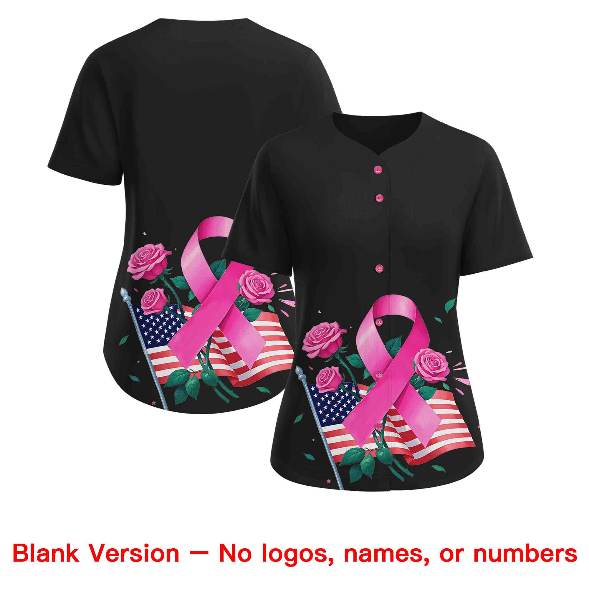 Custom Black Pink Breast Cancer Awareness Month Pink Ribbon Authentic Baseball Jersey for Women| KXKSHOP