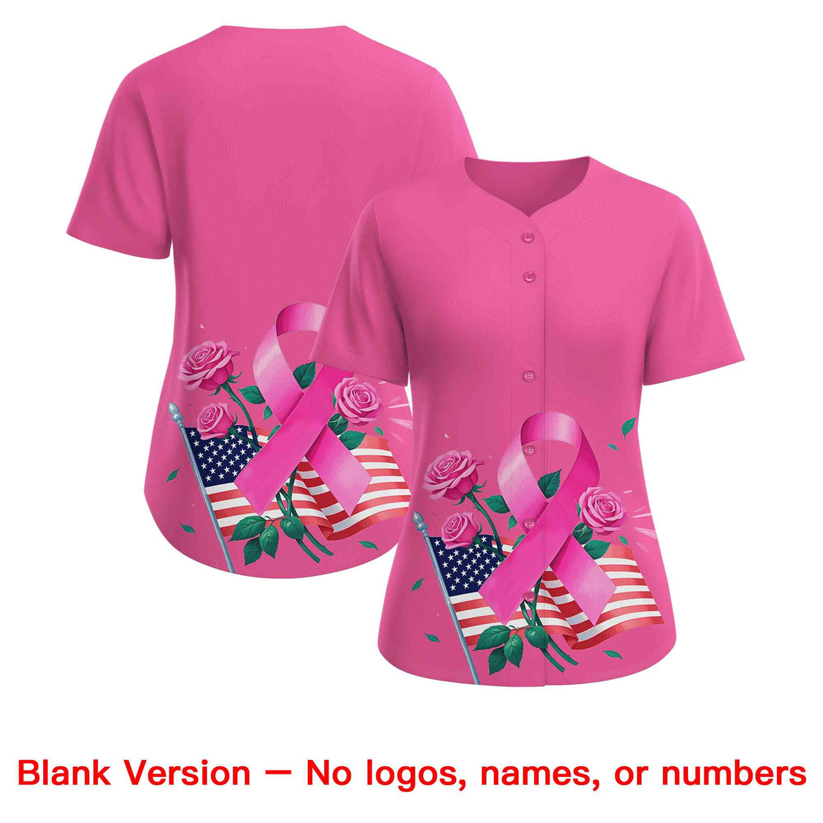 Custom Pink White Breast Cancer Awareness Month Pink Ribbon Authentic Baseball Jersey for Women| KXKSHOP