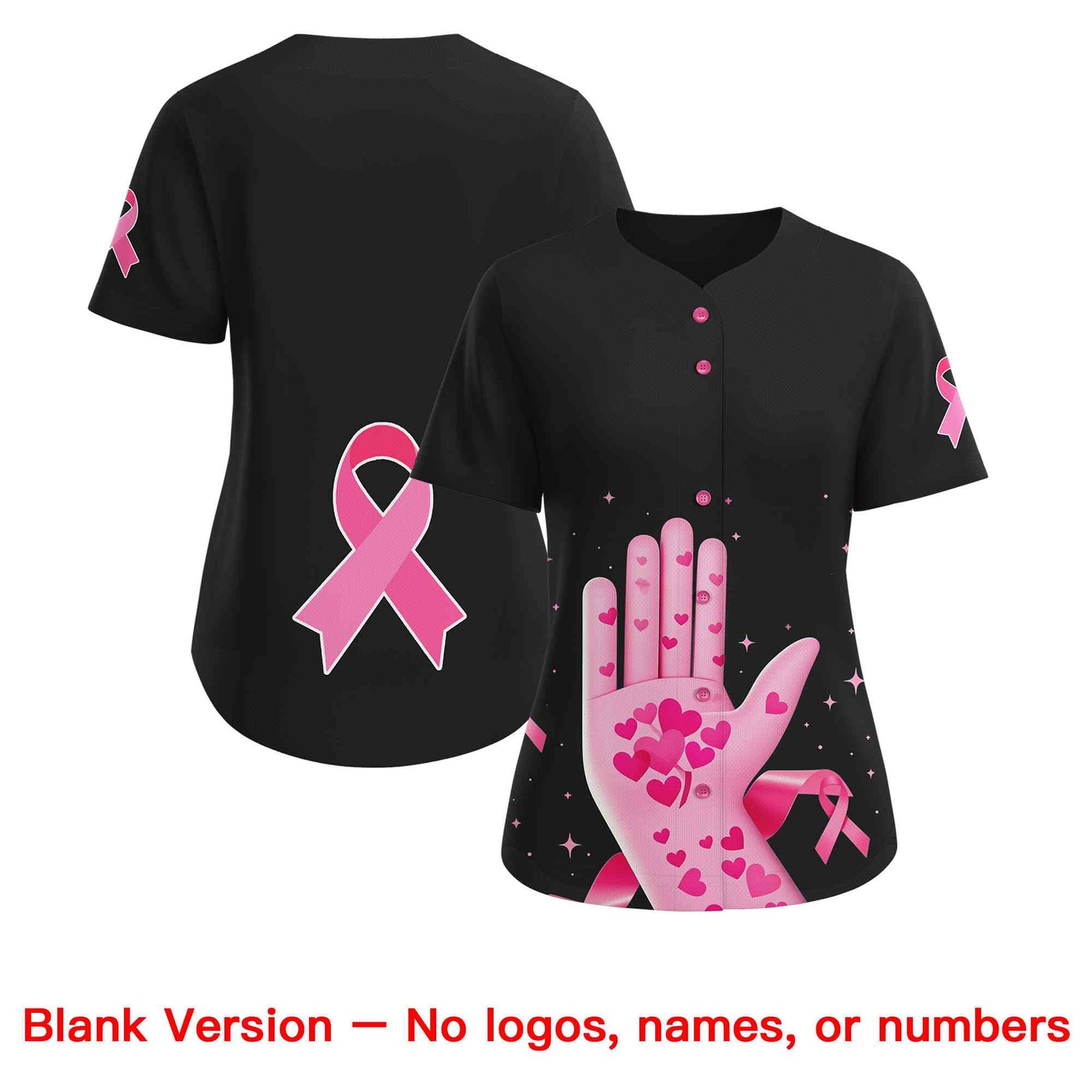 Custom Black Pink Breast Cancer Awareness Month Pink Ribbon Authentic Baseball Jersey for Women| KXKSHOP