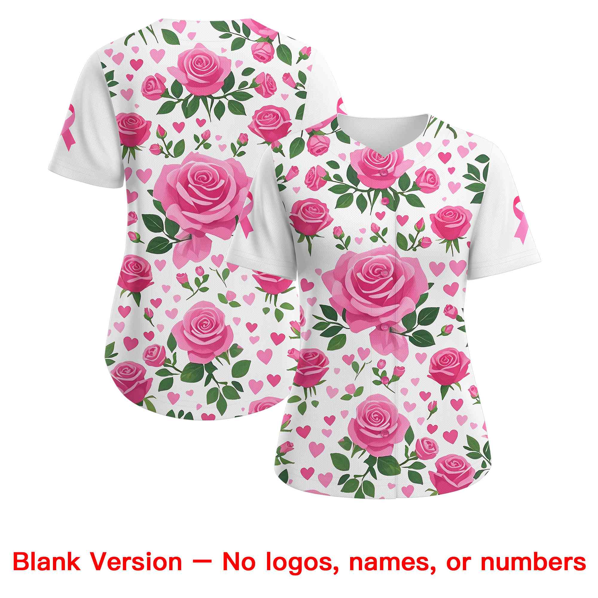 Custom White Black Breast Cancer Awareness Month Pink Ribbon Authentic Baseball Jersey for Women| KXKSHOP