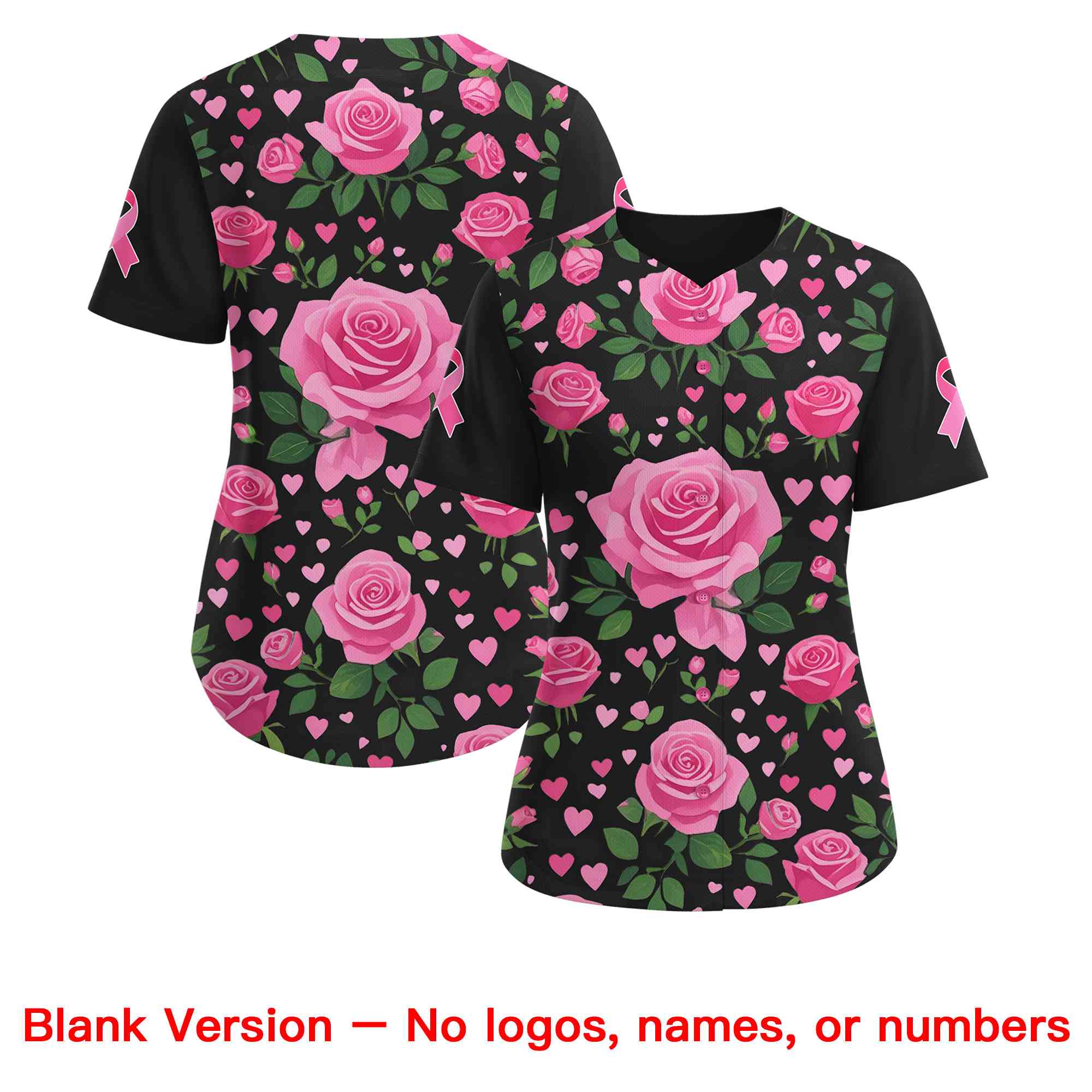 Custom Black Pink Breast Cancer Awareness Month Pink Ribbon Authentic Baseball Jersey for Women| KXKSHOP