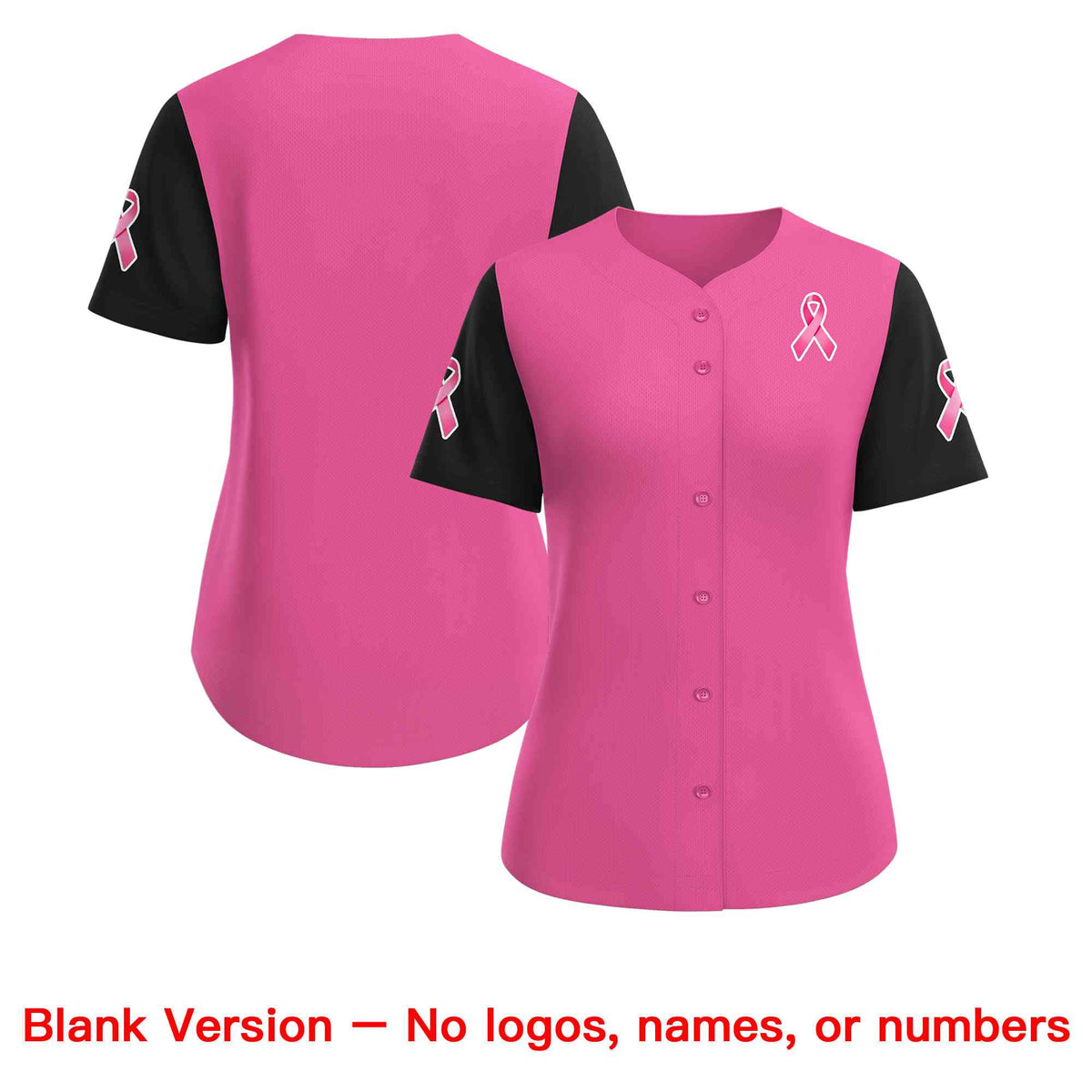 Custom Pink Black Breast Cancer Awareness Month Pink Ribbon Authentic Baseball Jersey for Women| KXKSHOP