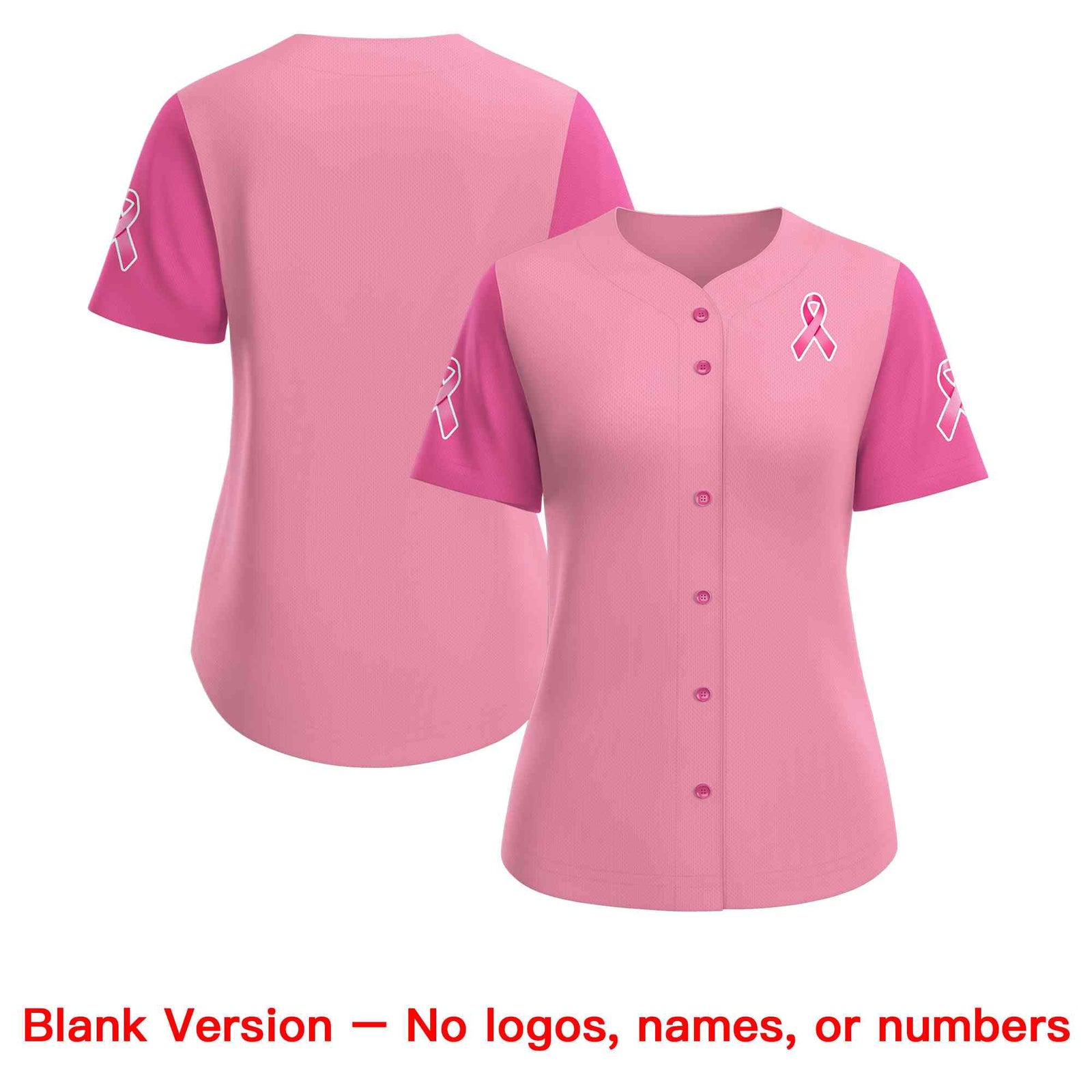 Custom Light Pink Pink Breast Cancer Awareness Month Pink Ribbon Authentic Baseball Jersey for Women| KXKSHOP