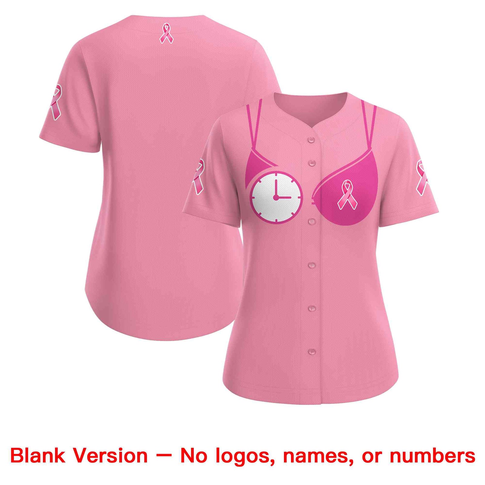 Custom Light Pink Pink Breast Cancer Awareness Month Pink Ribbon Authentic Baseball Jersey for Women| KXKSHOP