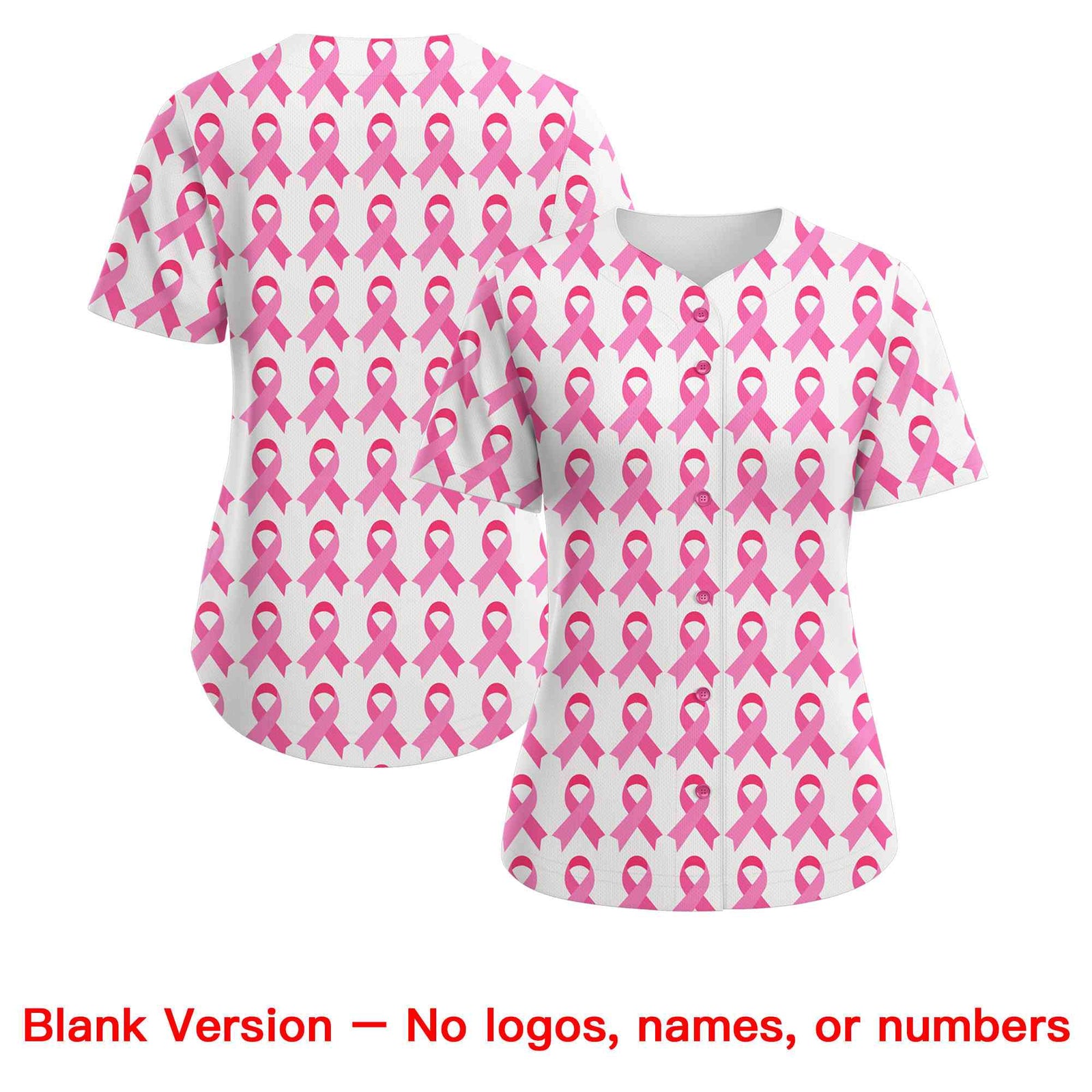 Custom White Black Breast Cancer Awareness Month Pink Ribbon Authentic Baseball Jersey for Women| KXKSHOP