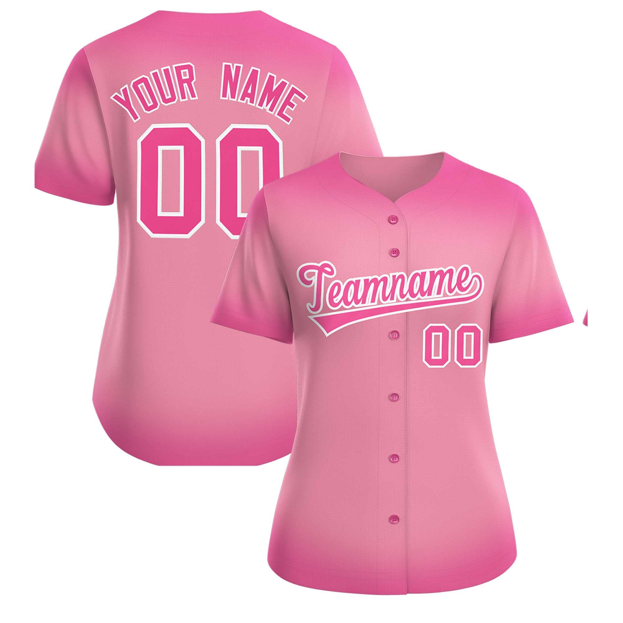 Custom Light Pink Pink Breast Cancer Awareness Month Pink Ribbon Authentic Baseball Jersey for Women| KXKSHOP