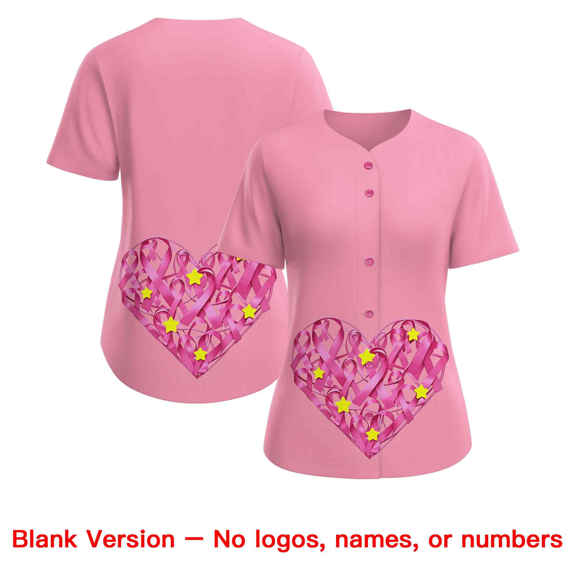 Custom Light Pink Pink Breast Cancer Awareness Month Pink Ribbon Authentic Baseball Jersey for Women