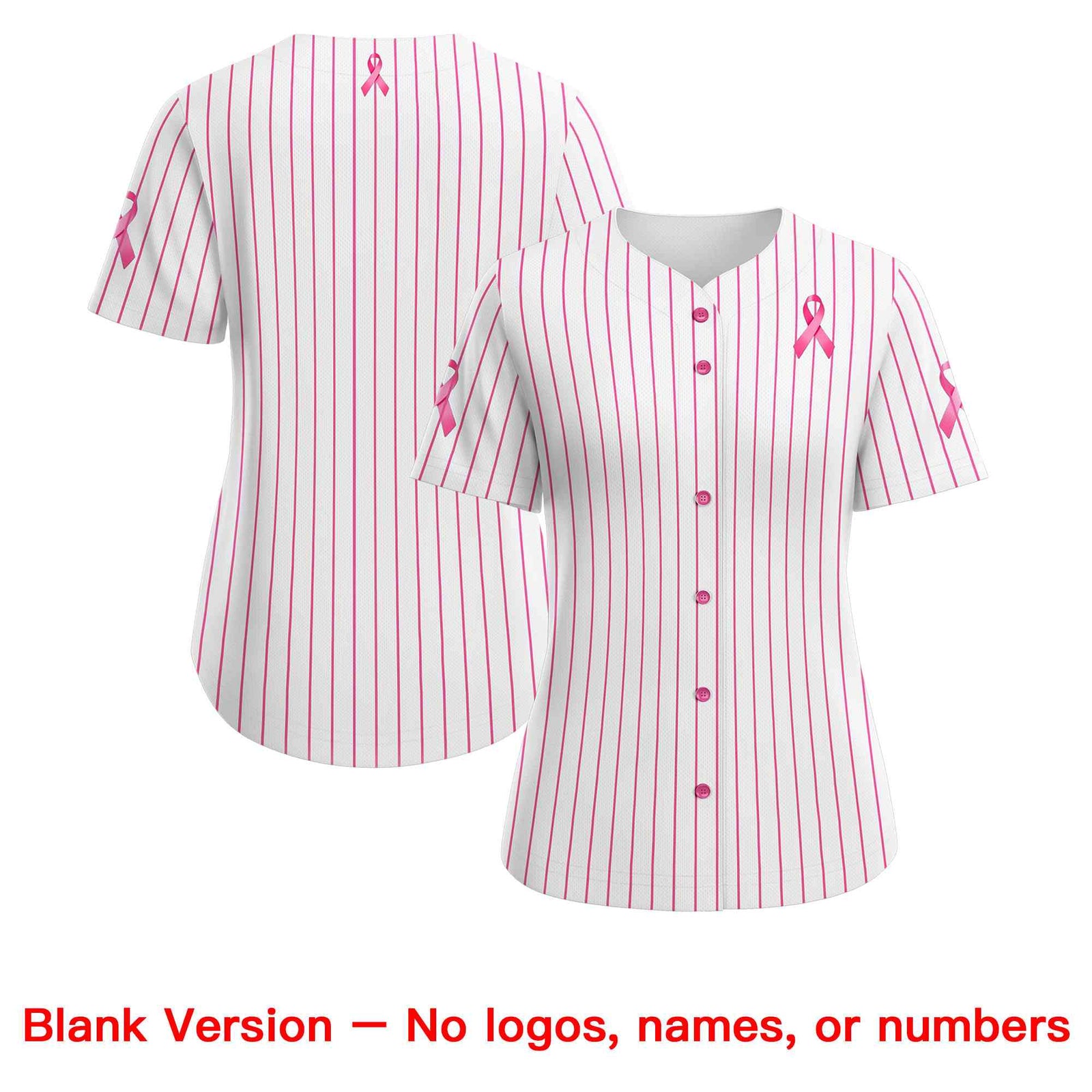 Custom White Pink Breast Cancer Awareness Month Pink Ribbon Authentic Baseball Jersey for Women