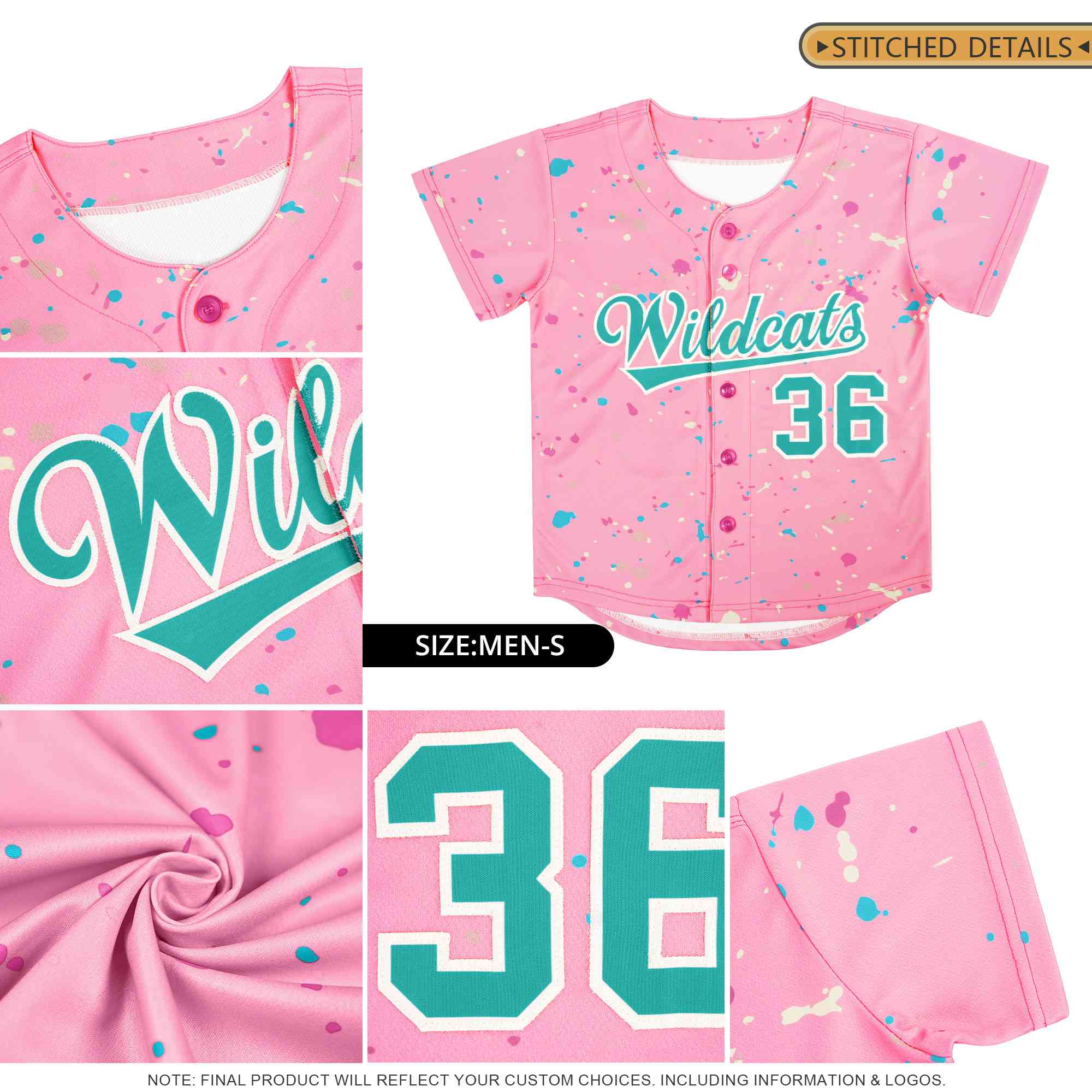 Custom Light Pink White Breast Cancer Awareness Month Pink Ribbon Authentic Baseball Jersey for Women