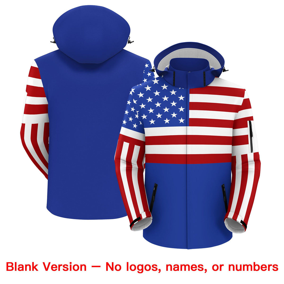Custom White Red Royal Blue Independence Day American Flag Waterproof Jacket| KXKSHOP
