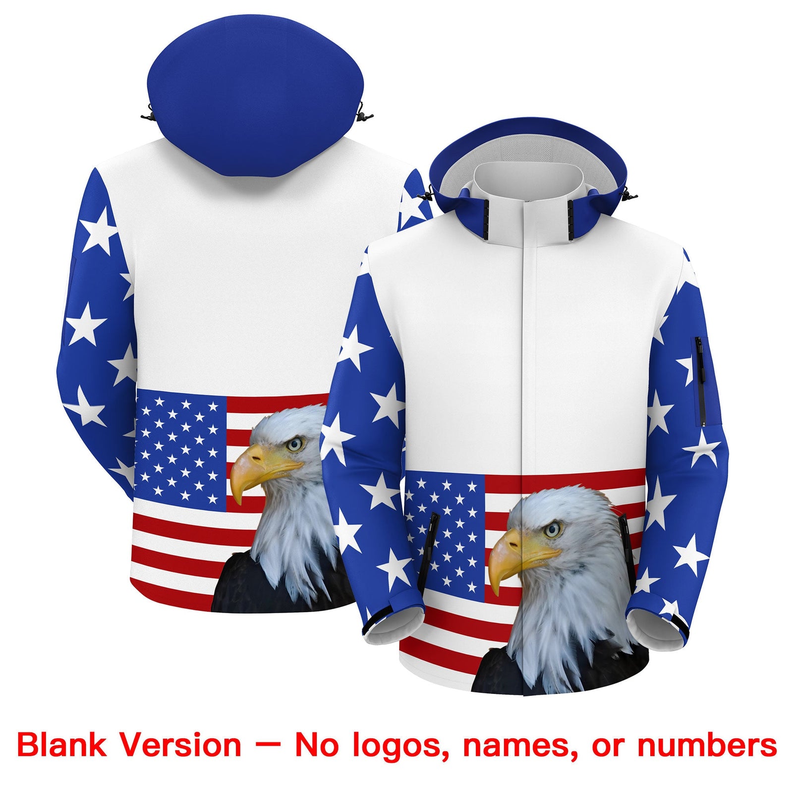 Custom White Independence Day American Flag Waterproof Jacket| KXKSHOP