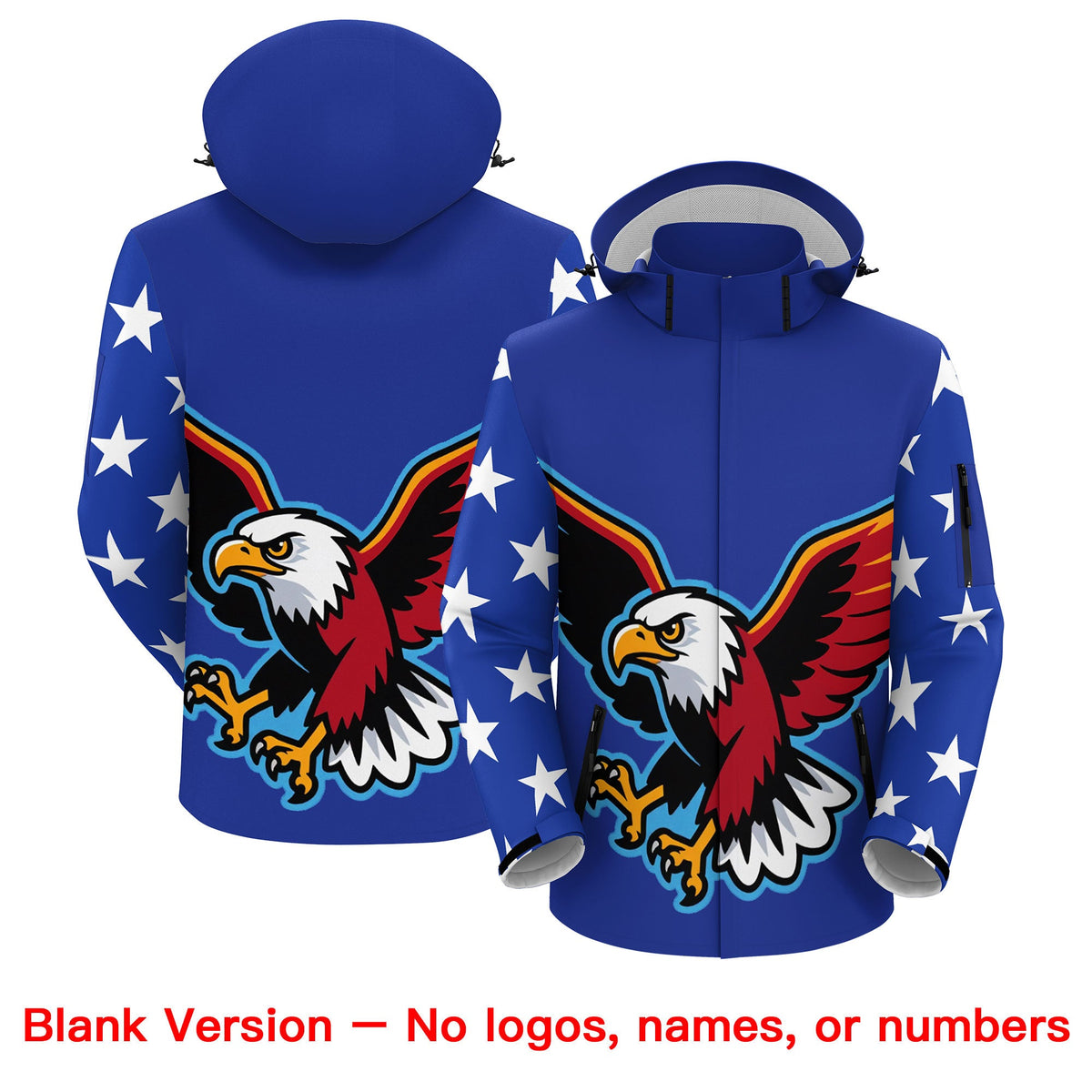 Custom Royal Blue White Independence Day American Flag Waterproof Jacket| KXKSHOP