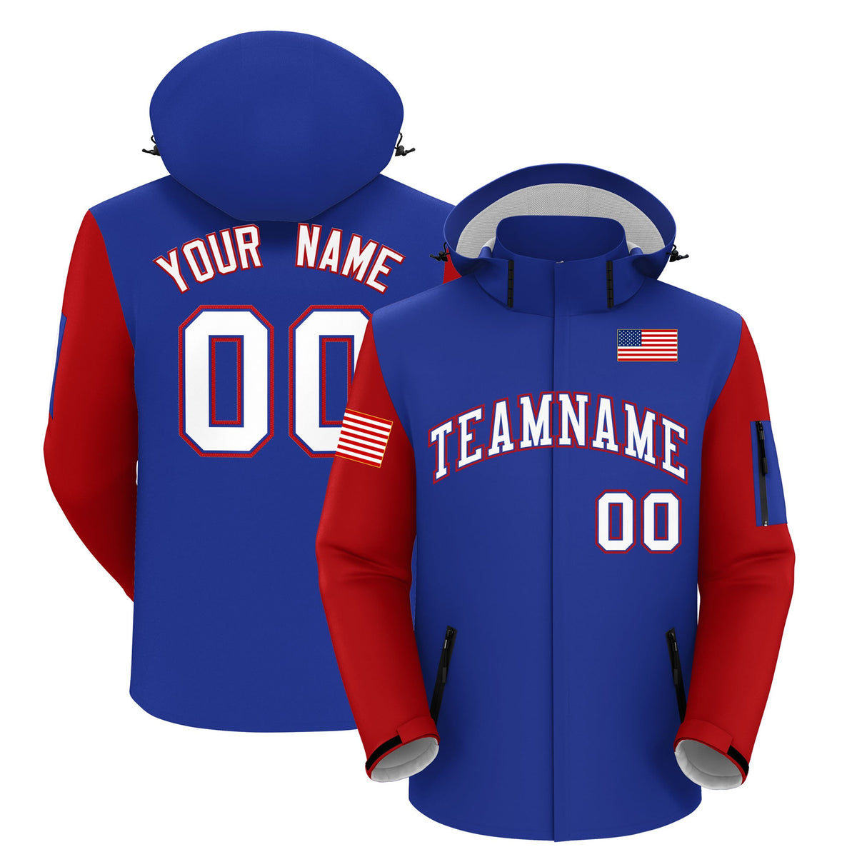 Custom Royal Blue Independence Day American Flag Waterproof Jacket| KXKSHOP