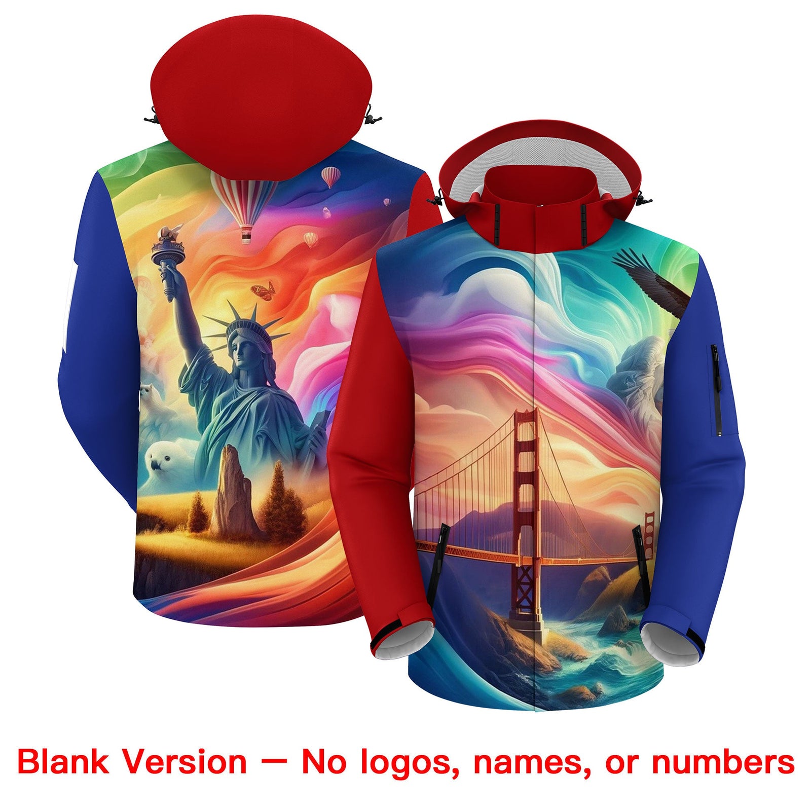 Custom Royal Blue Independence Day American Flag Waterproof Jacket| KXKSHOP