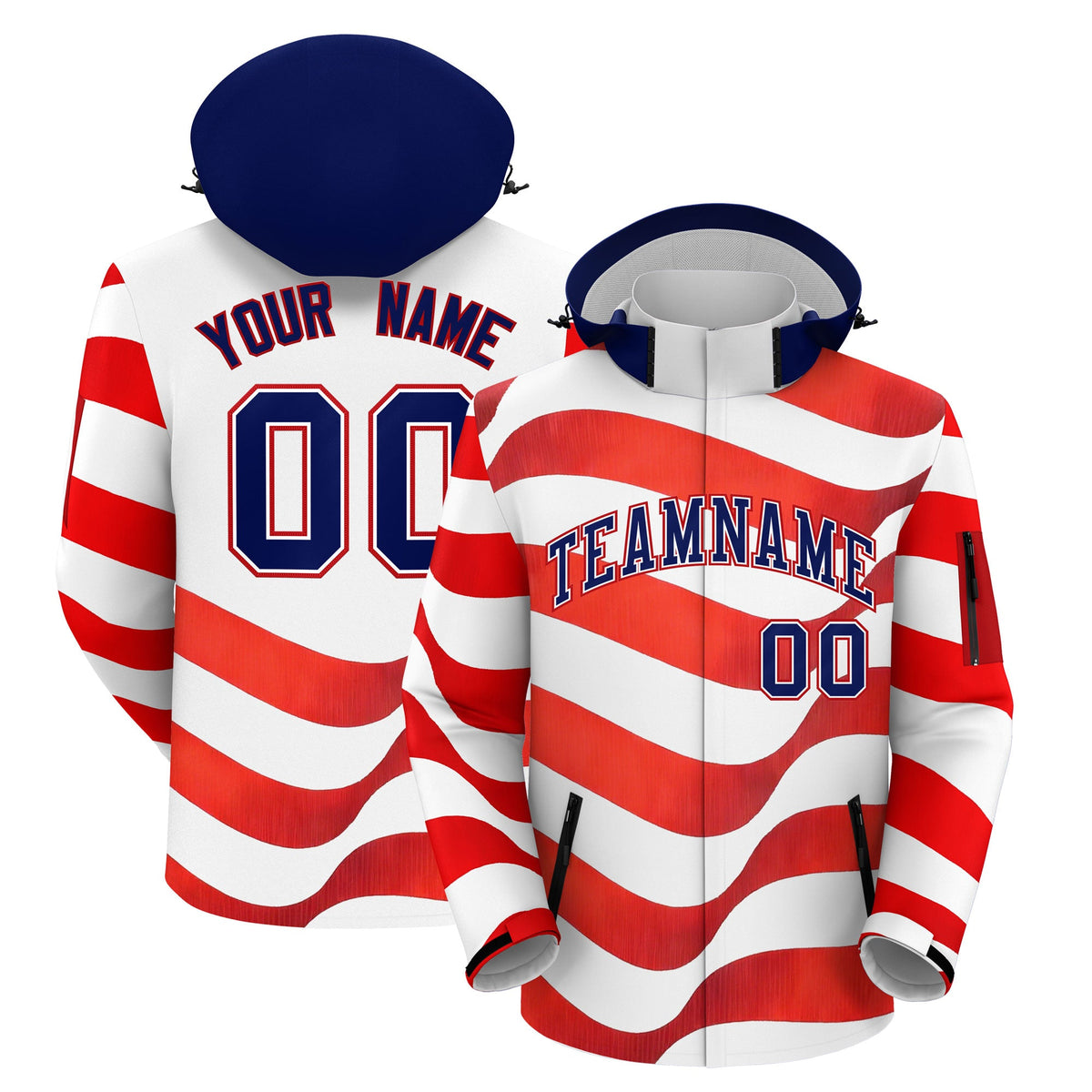 Custom White Independence Day American Flag Waterproof Jacket| KXKSHOP
