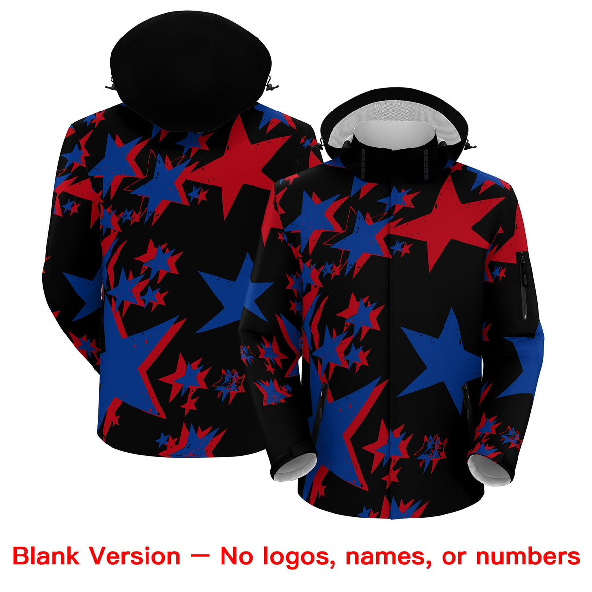 Custom Black Royal Blue Red Independence Day American Flag Waterproof Jacket| KXKSHOP
