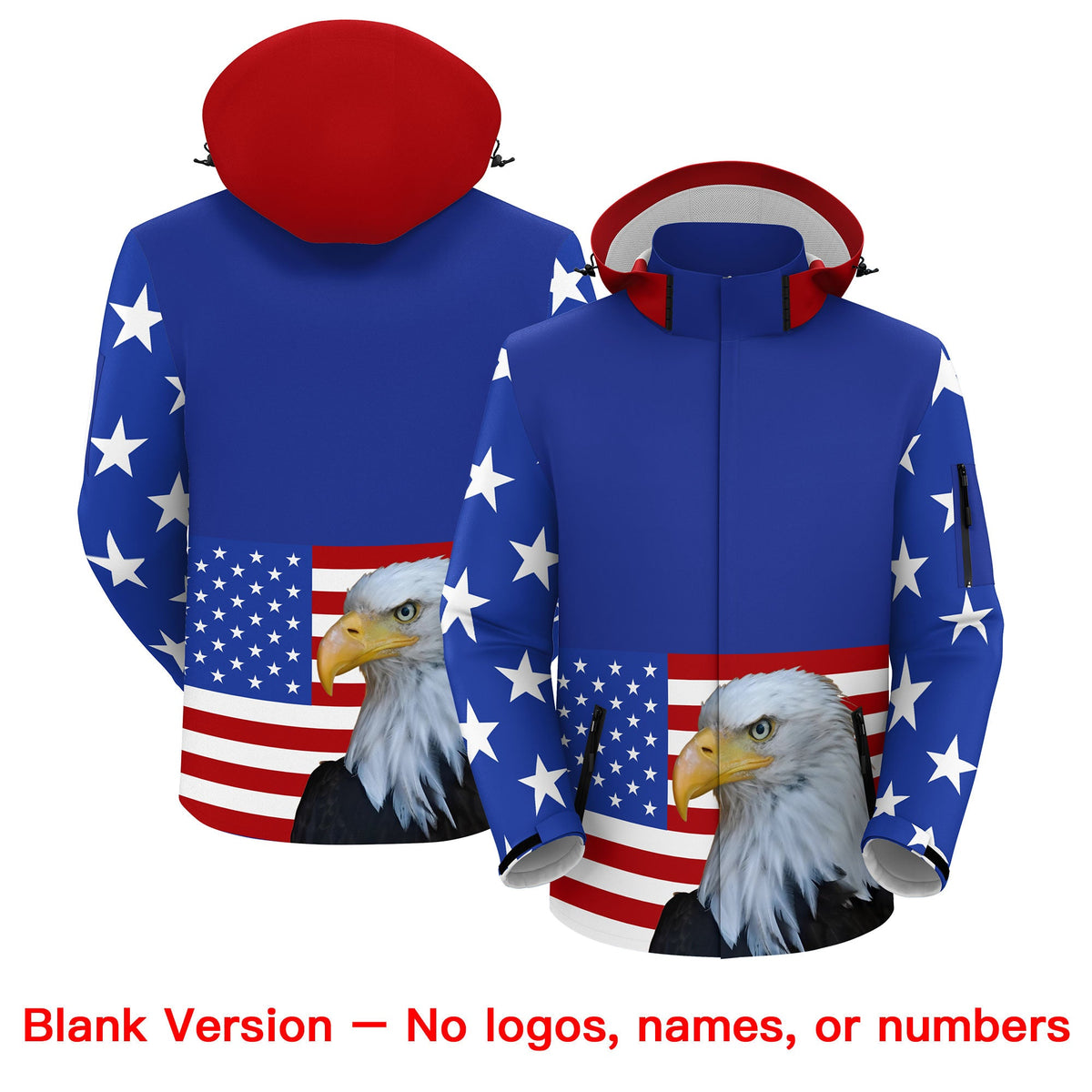 Custom Royal Blue White Independence Day American Flag Waterproof Jacket| KXKSHOP