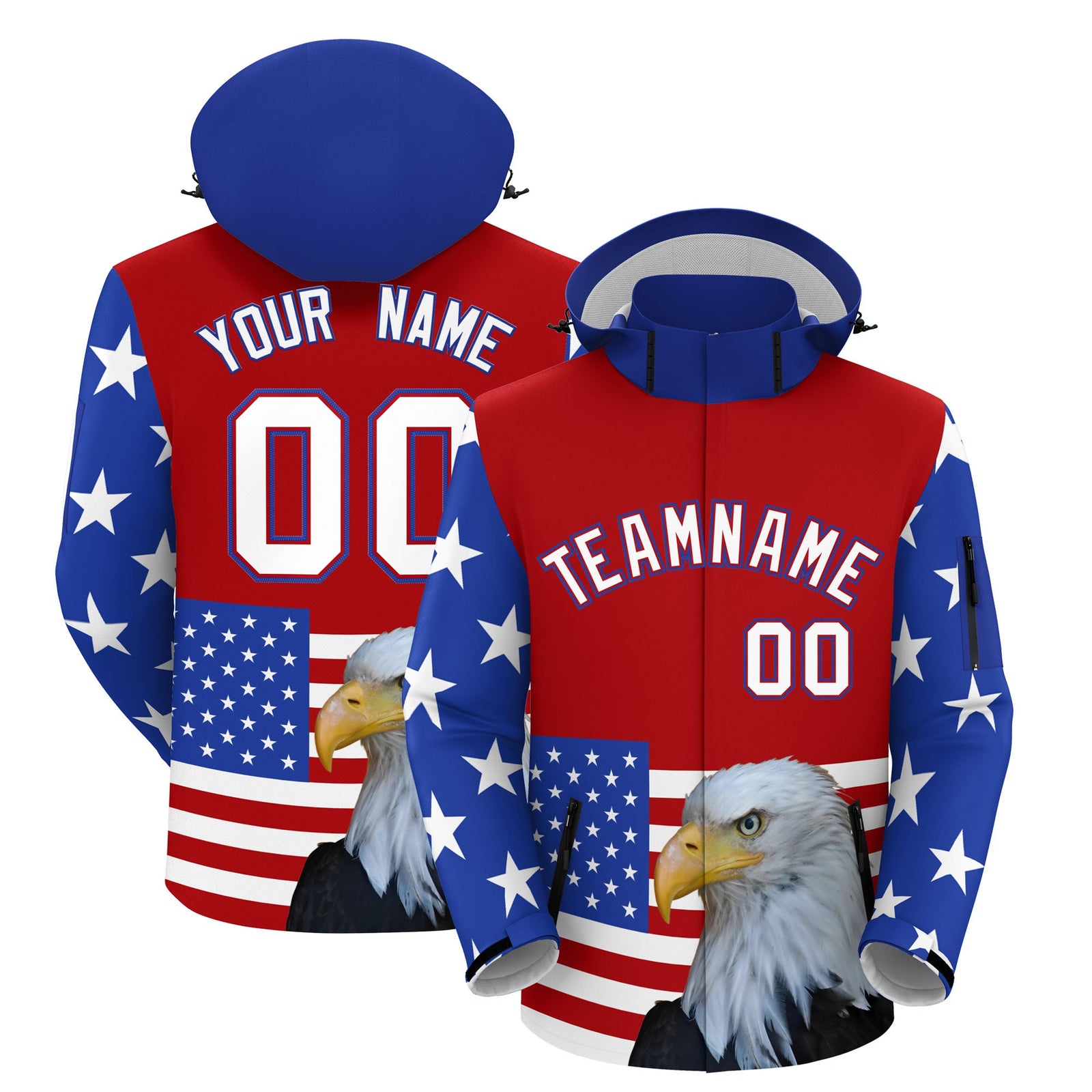 Custom Red White Independence Day American Flag Waterproof Jacket| KXKSHOP