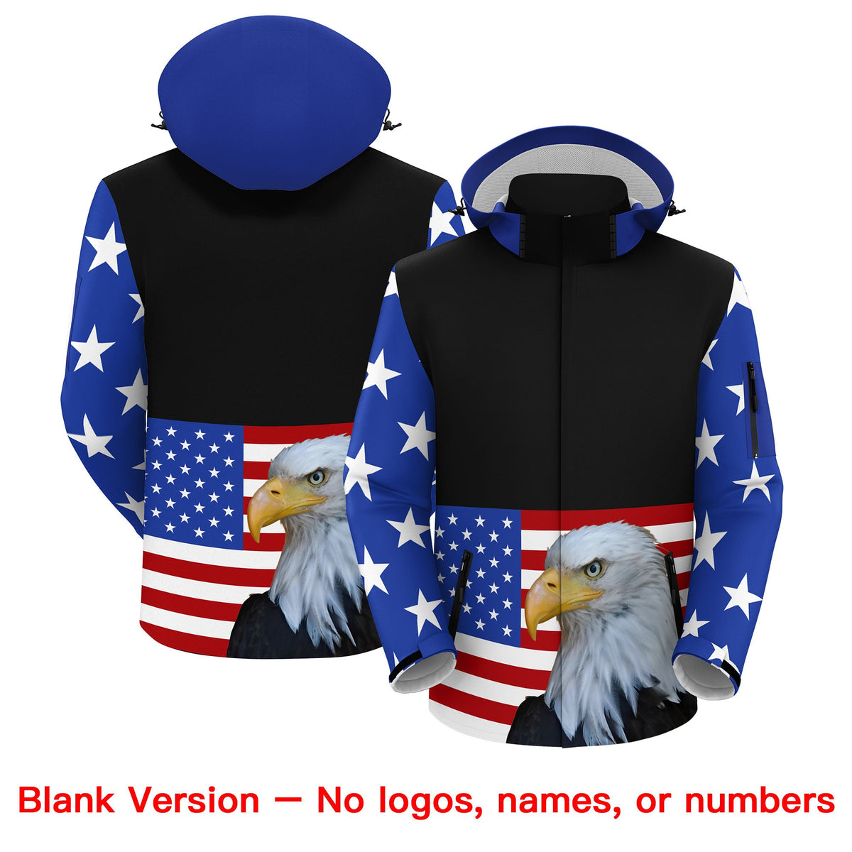 Custom Black White Independence Day American Flag Waterproof Jacket| KXKSHOP