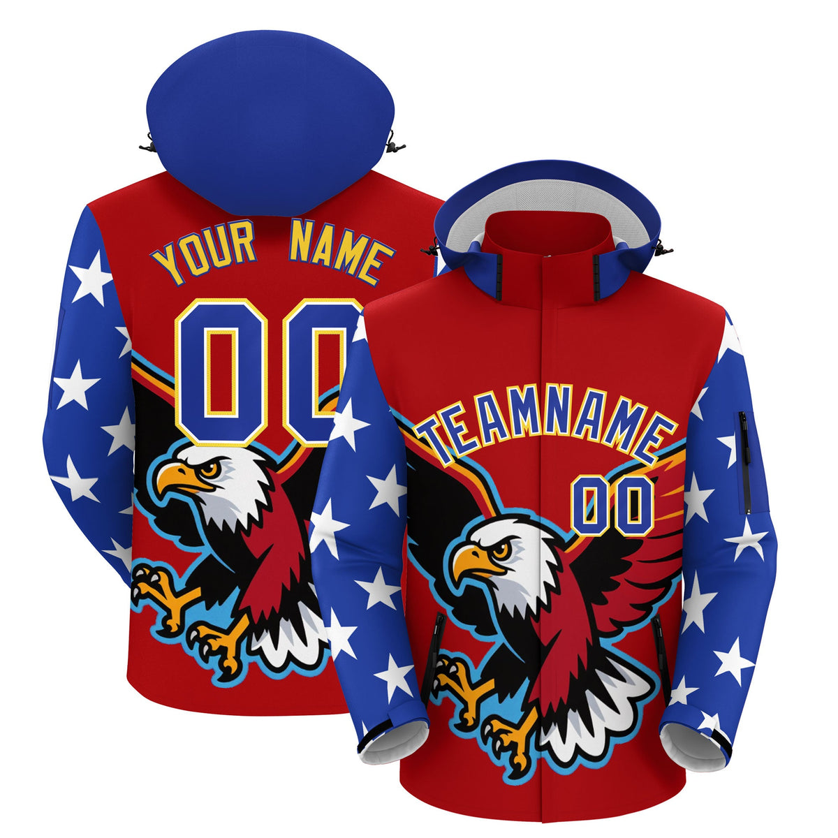 Custom Red White Independence Day American Flag Waterproof Jacket| KXKSHOP
