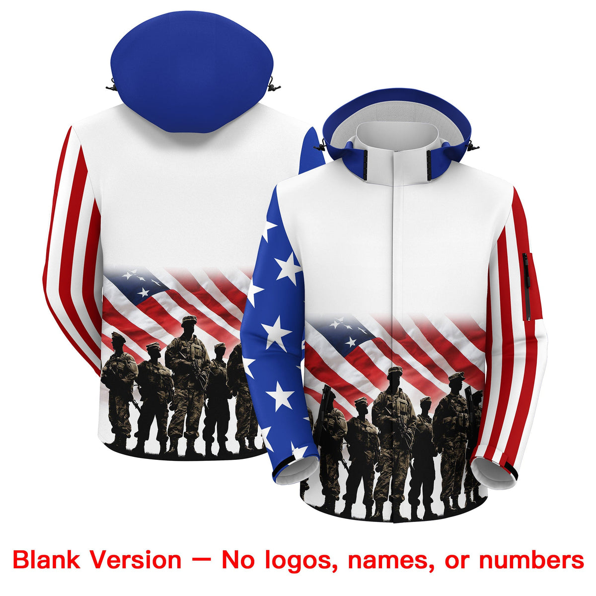 Custom White Red Independence Day American Flag Waterproof Jacket| KXKSHOP