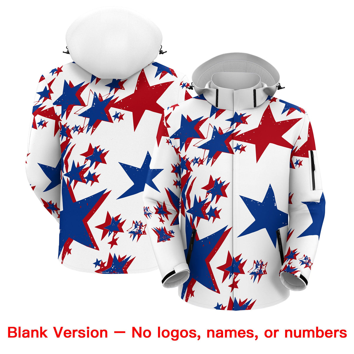 Custom White Royal Blue Red Independence Day American Flag Waterproof Jacket| KXKSHOP