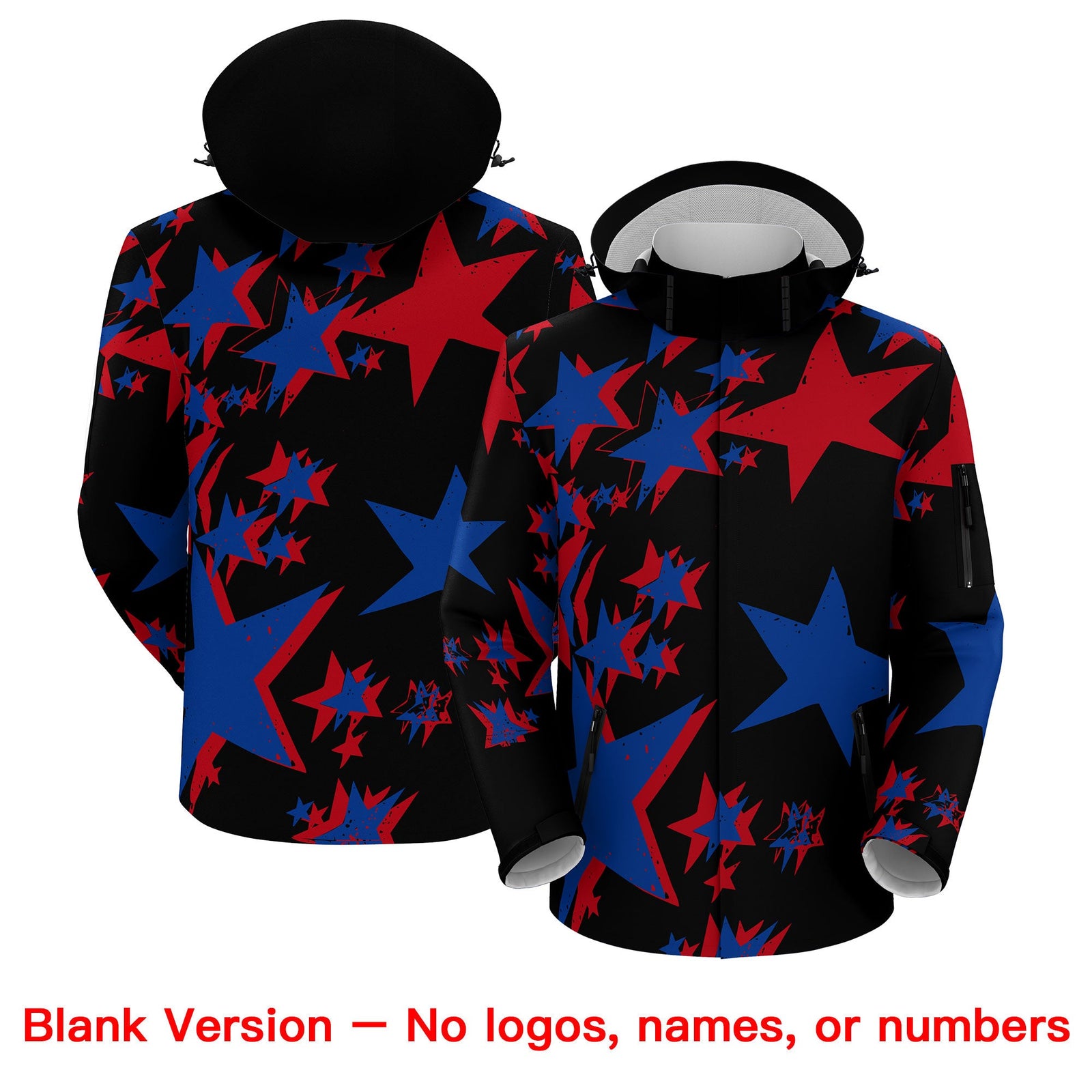 Custom Black Royal Blue Red Independence Day American Flag Waterproof Jacket| KXKSHOP