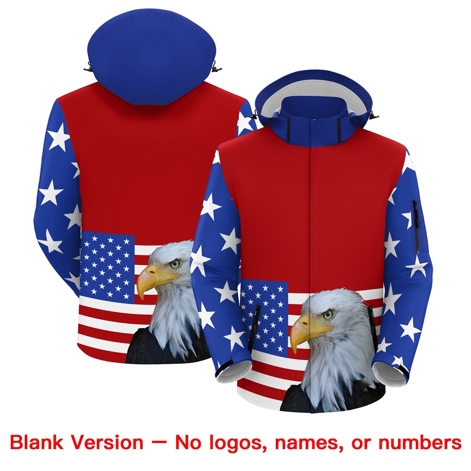 Custom Red White Independence Day American Flag Waterproof Jacket| KXKSHOP