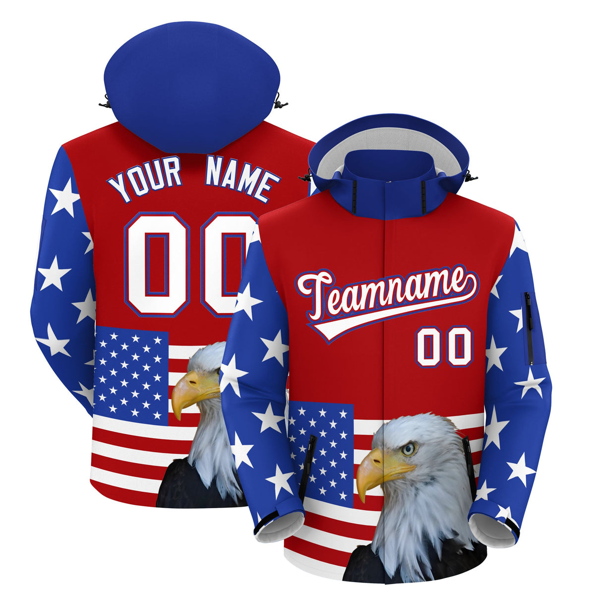 Custom Red White Independence Day American Flag Waterproof Jacket| KXKSHOP