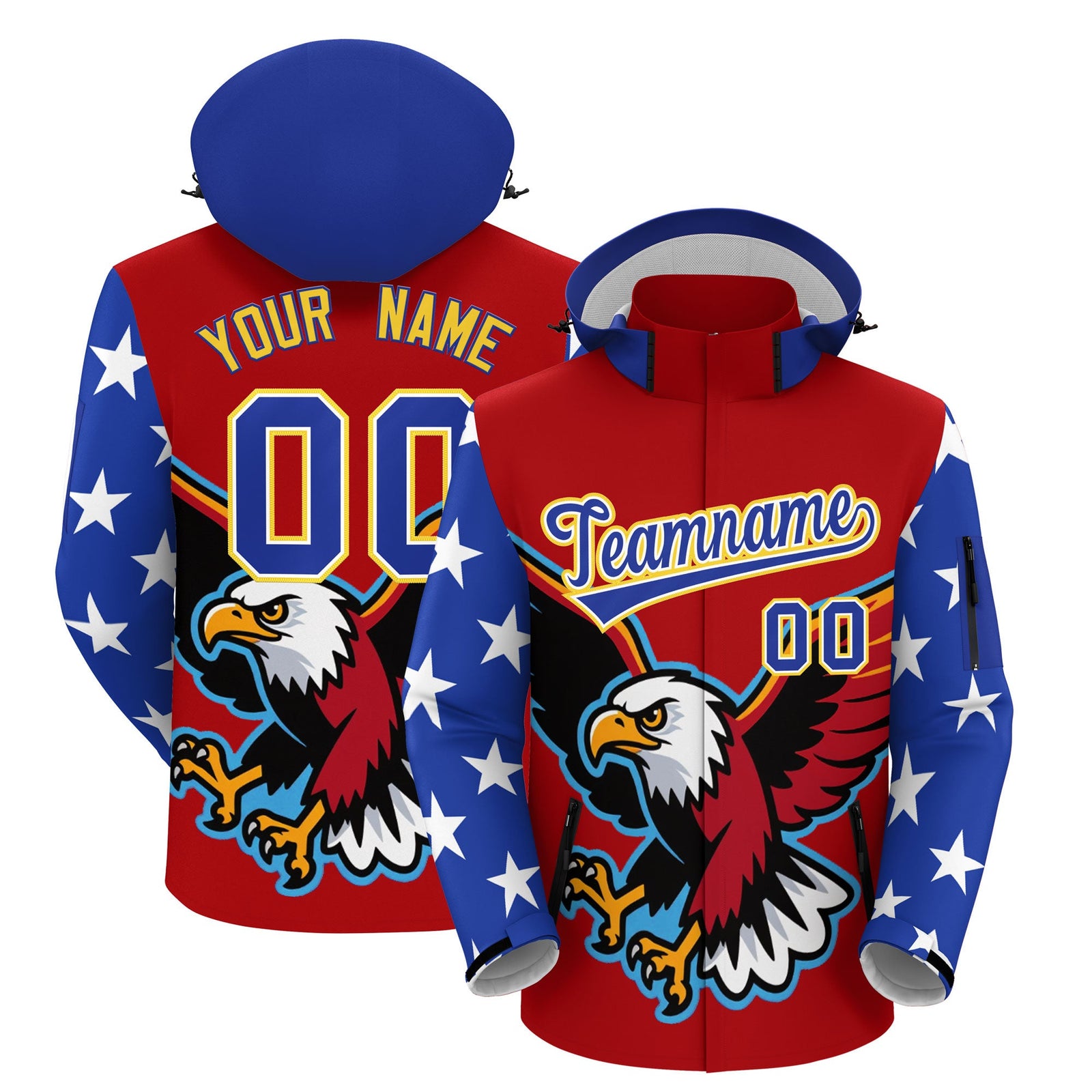 Custom Red White Independence Day American Flag Waterproof Jacket| KXKSHOP