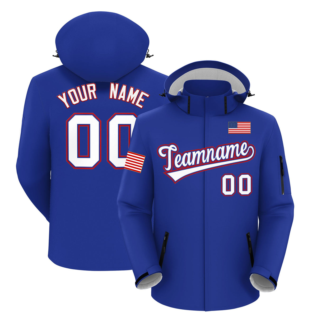 Custom Royal Blue Independence Day American Flag Waterproof Jacket| KXKSHOP