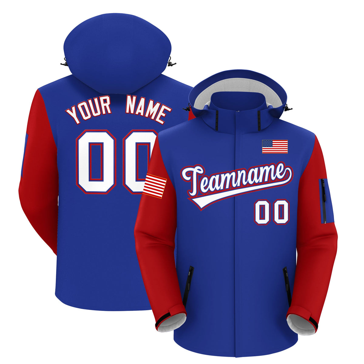 Custom Royal Blue Independence Day American Flag Waterproof Jacket| KXKSHOP