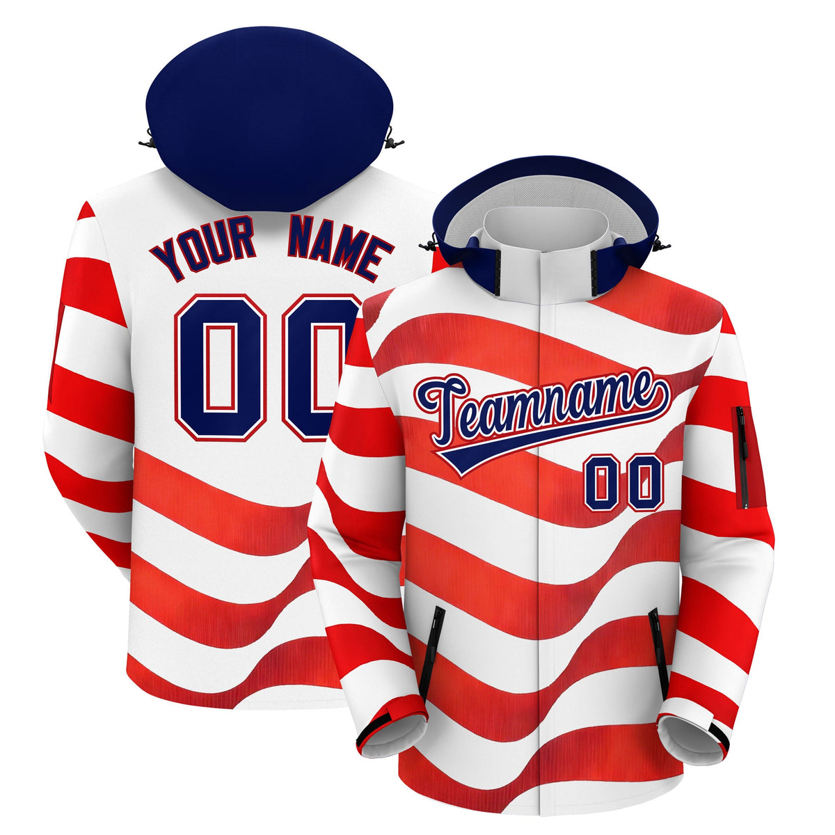 Custom White Independence Day American Flag Waterproof Jacket| KXKSHOP