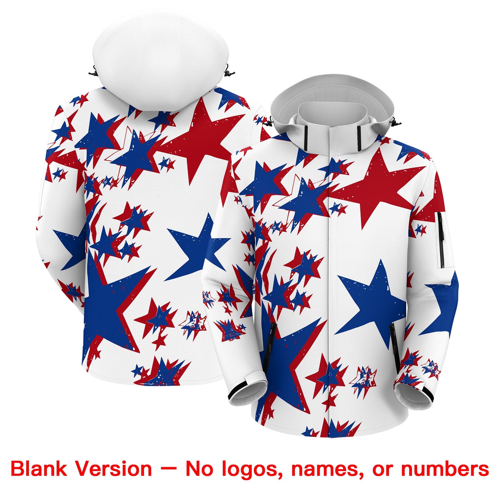 Custom White Royal Blue Red Independence Day American Flag Waterproof Jacket| KXKSHOP