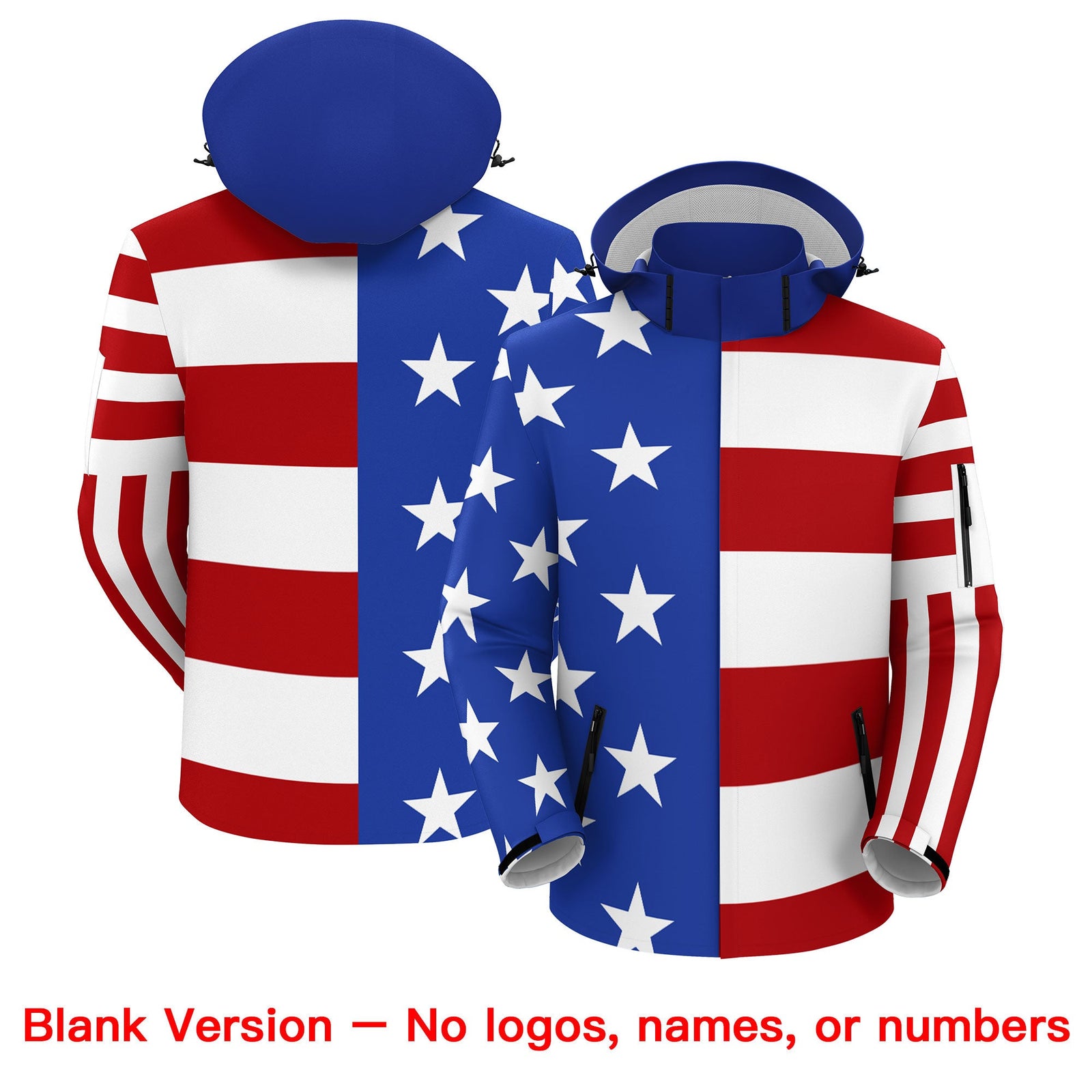 Custom White Red Royal Blue Independence Day American Flag Waterproof Jacket| KXKSHOP