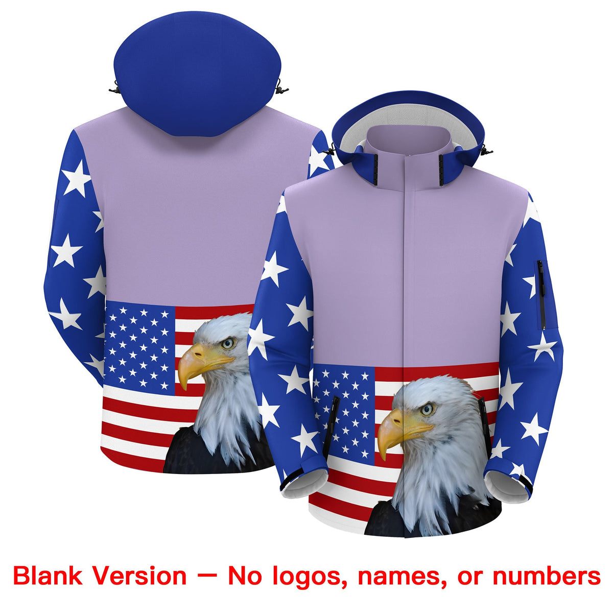 Custom Light Purple White Independence Day American Flag Waterproof Jacket| KXKSHOP