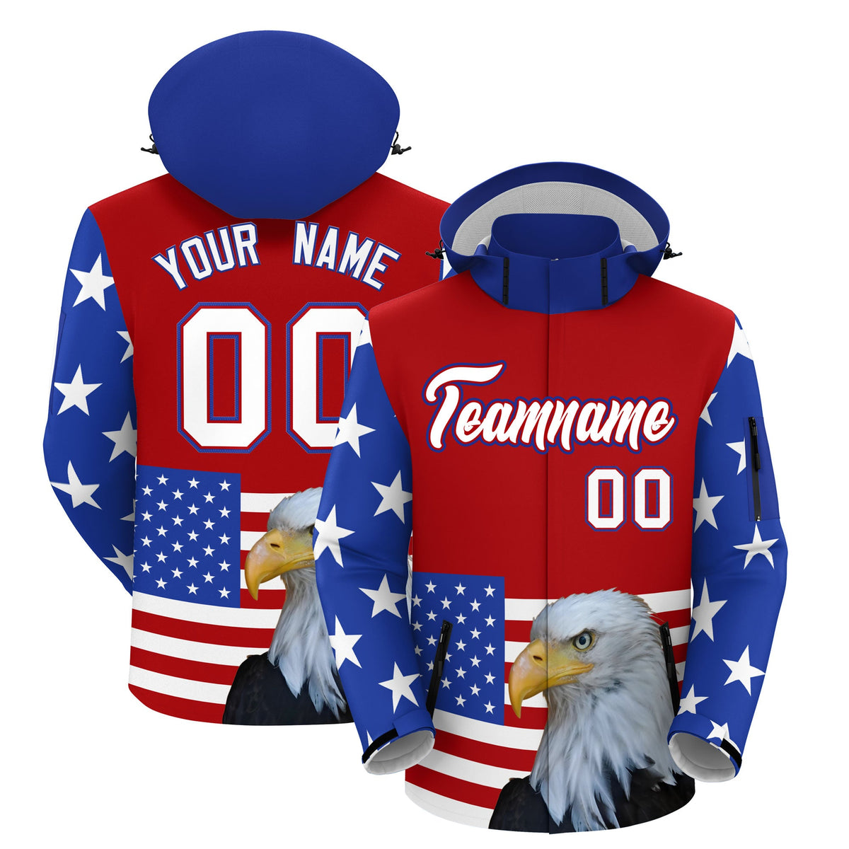 Custom Red White Independence Day American Flag Waterproof Jacket| KXKSHOP